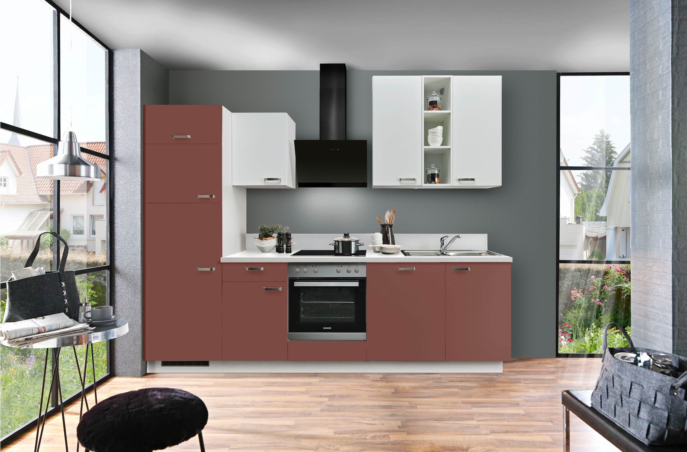 KOCHSTATION Küchenzeile »"KS-Bari", wahlw. mit E-Geräten & Geschirrspüler«, Soft-Close-Funktion und Vollauszügen, vormontiert, Breite 340 cm