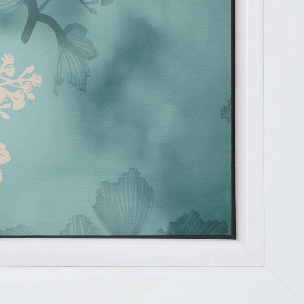 LICHTBLICK ORIGINAL Fensterfolie »Fensterfolie selbstklebend, Sichtschutz, Aqua Floral - Blau«, 1 St., blickdicht, glattstatisch haftend