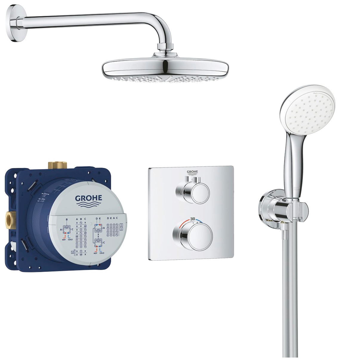 Grohe Duschsystem »Grohtherm«, (Set), eckig, chrom kaufen