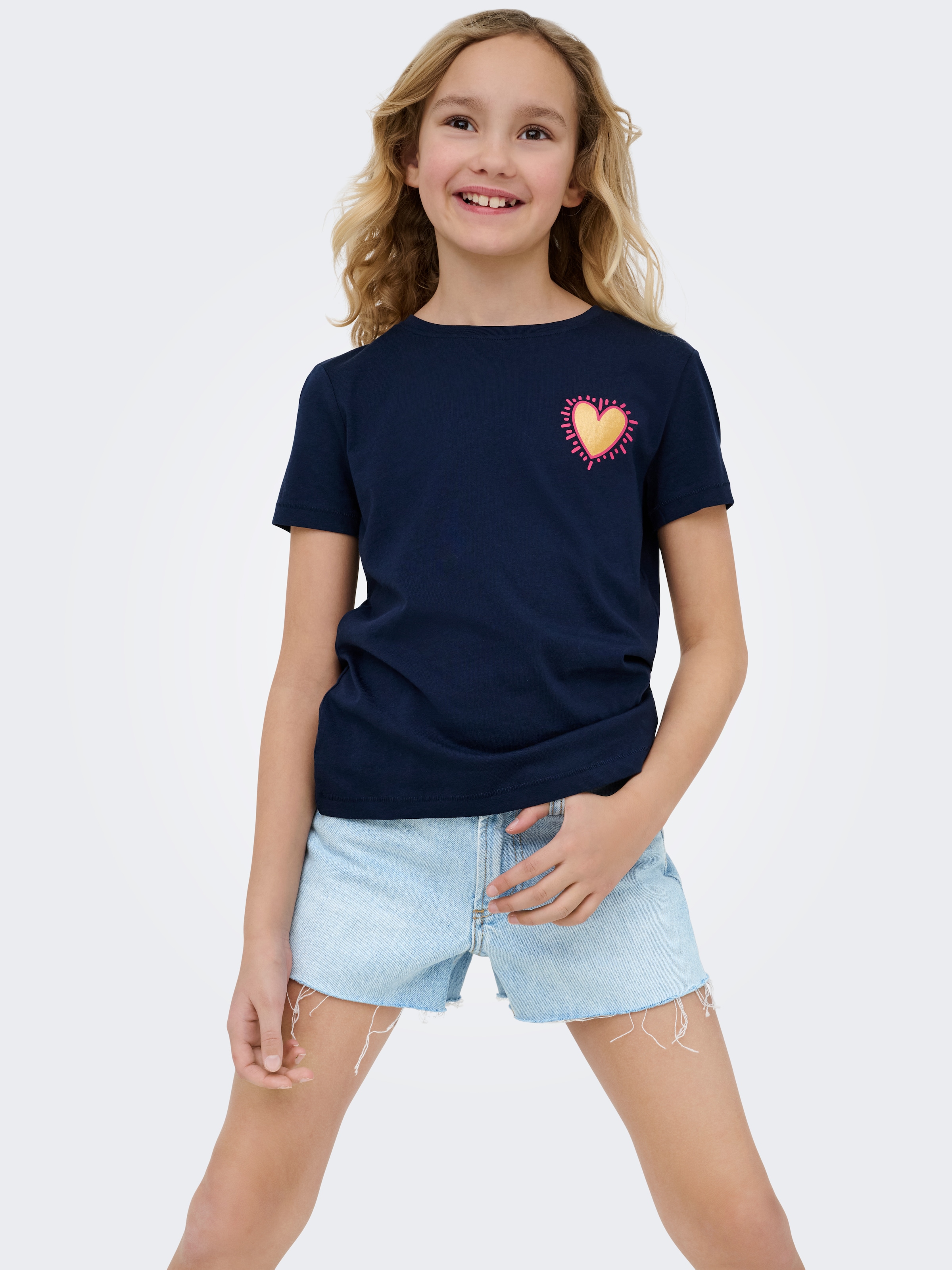KIDS ONLY Jeansshorts »KOGROBYN HW RW SHORTS AZG84 DNM NOOS« mit offener Kante am Bein