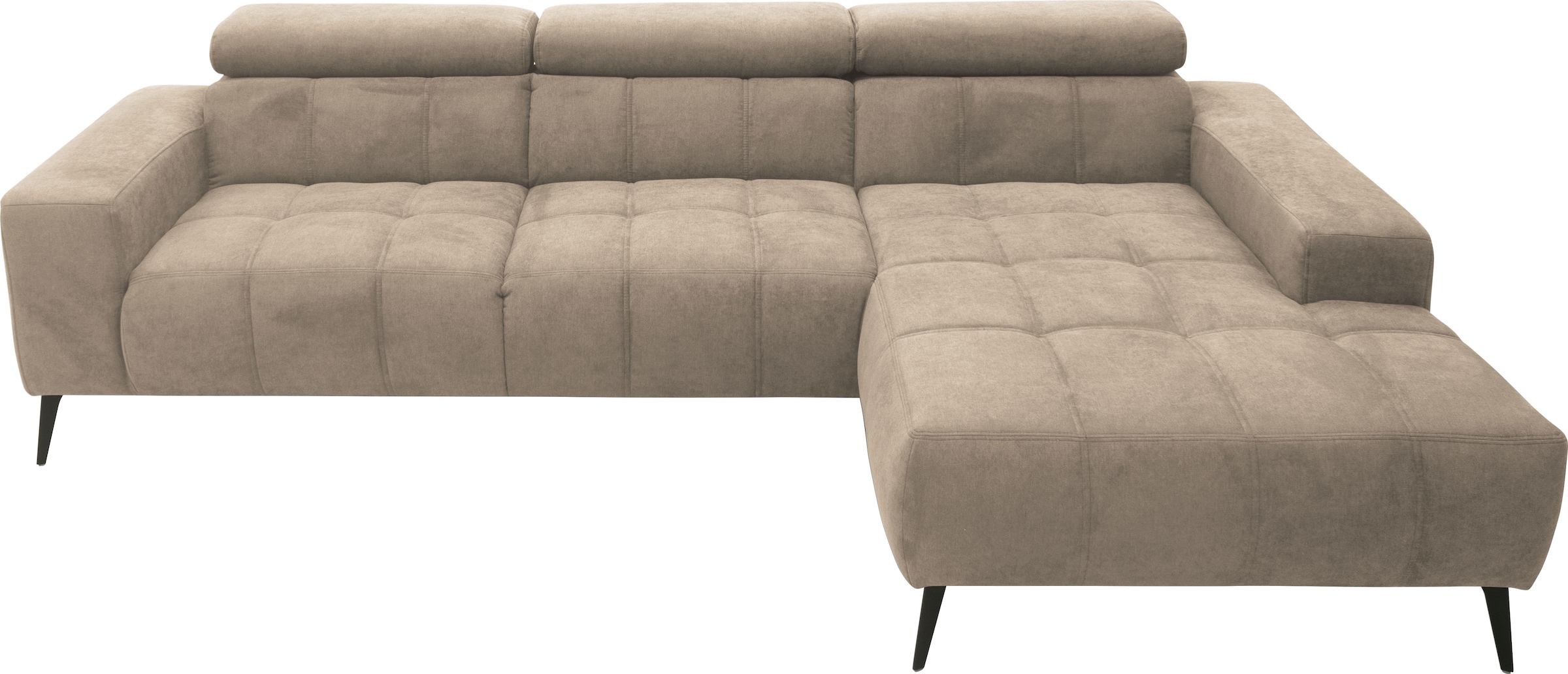 DOMO collection Ecksofa »Trento L-Form, mit Kufenfuß oder Einzelfuß«, wahlweise mit Kopfteilverstellung, Recamiere links/rechts bestellbar