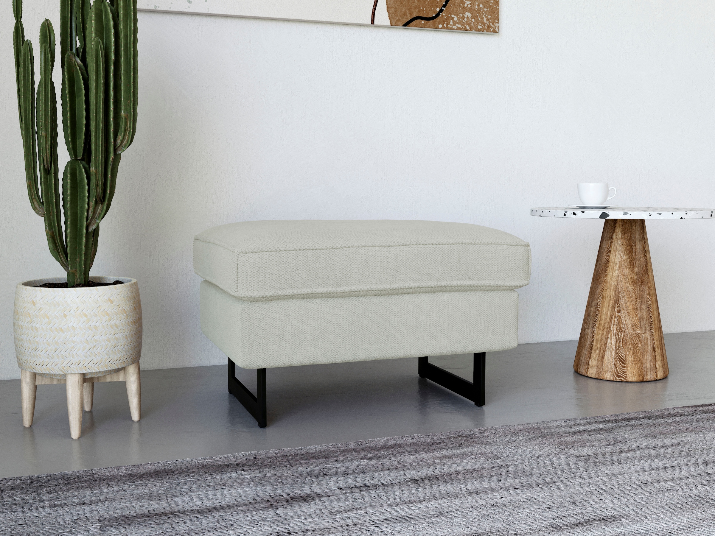 Places of Style Hocker »Pinto«, mit Keder, Metallfüßen und auch in Cord Bez günstig online kaufen