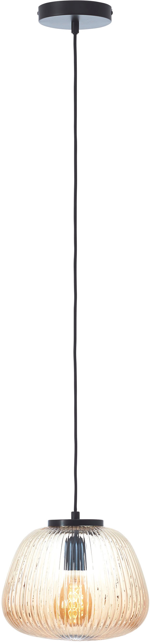 Brilliant Pendelleuchte »Kaizen« E27 1 Stk. Riffelglas, D 25 cm, E27, kürzb günstig online kaufen