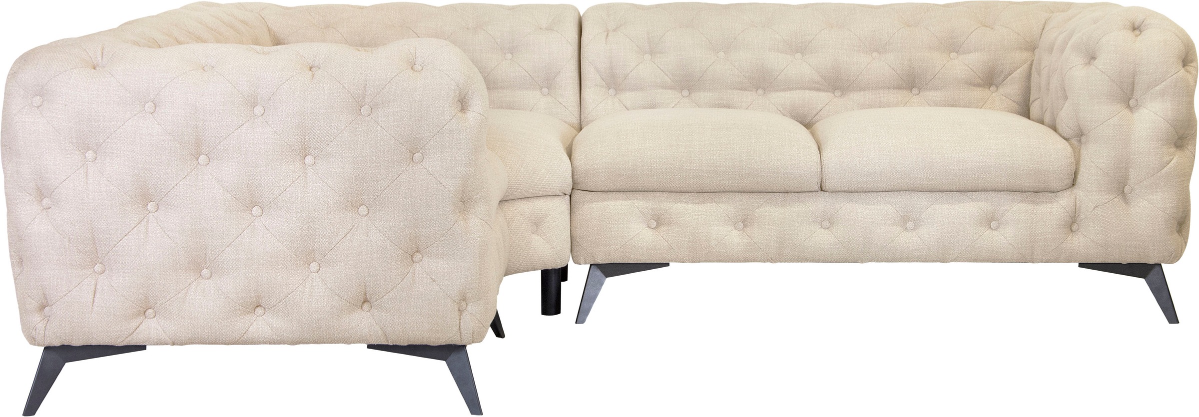 Leonique Chesterfield-Sofa »Ecksofa GLYNIS L-Form mit Wellenunterfederung, günstig online kaufen