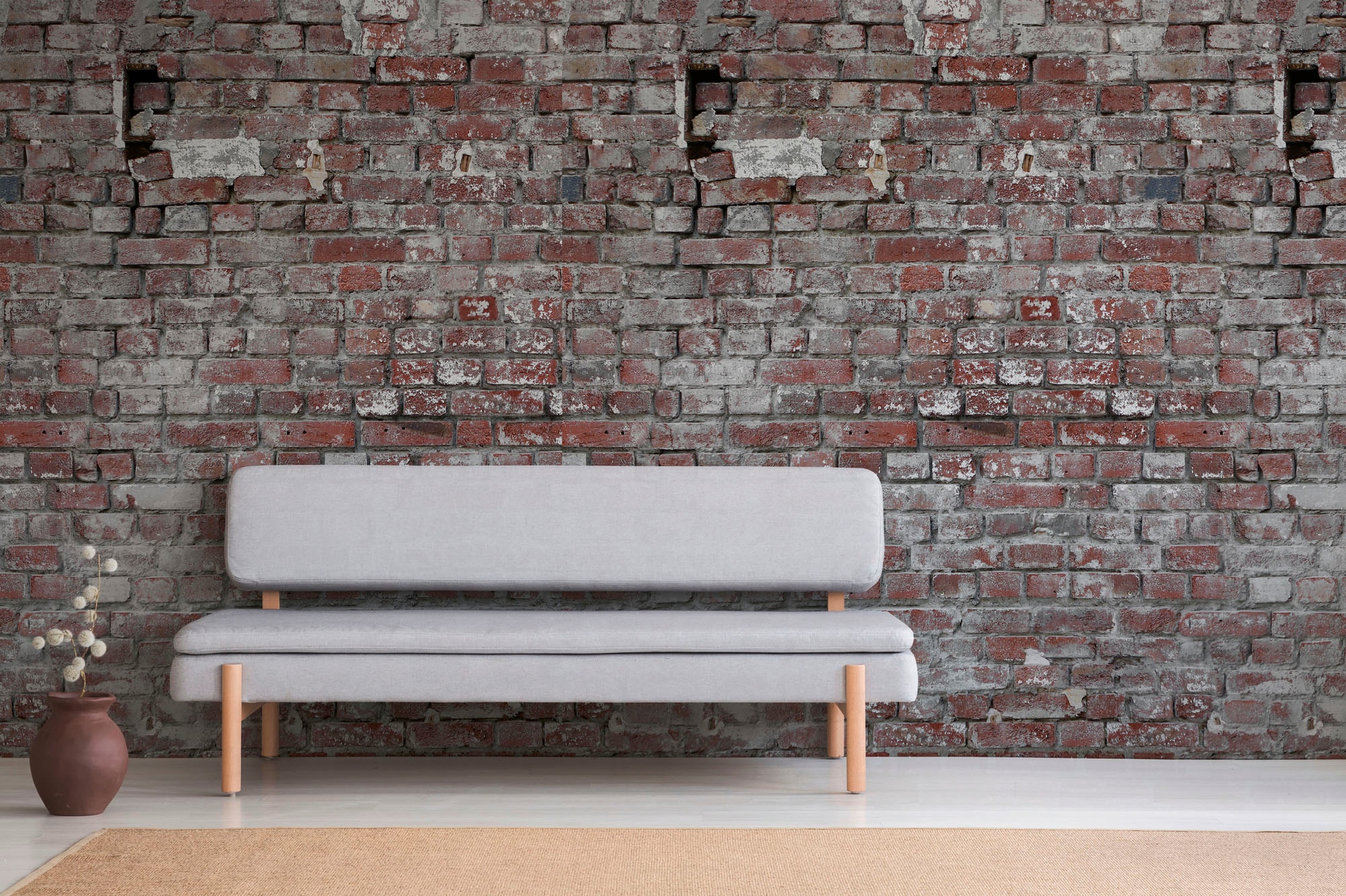 living walls Fototapete »The Wall«, Steinoptik-urban-Motiv, Fototapete Vintage Tapete Steinoptik Tapeten Wohnzimmer Design Optik