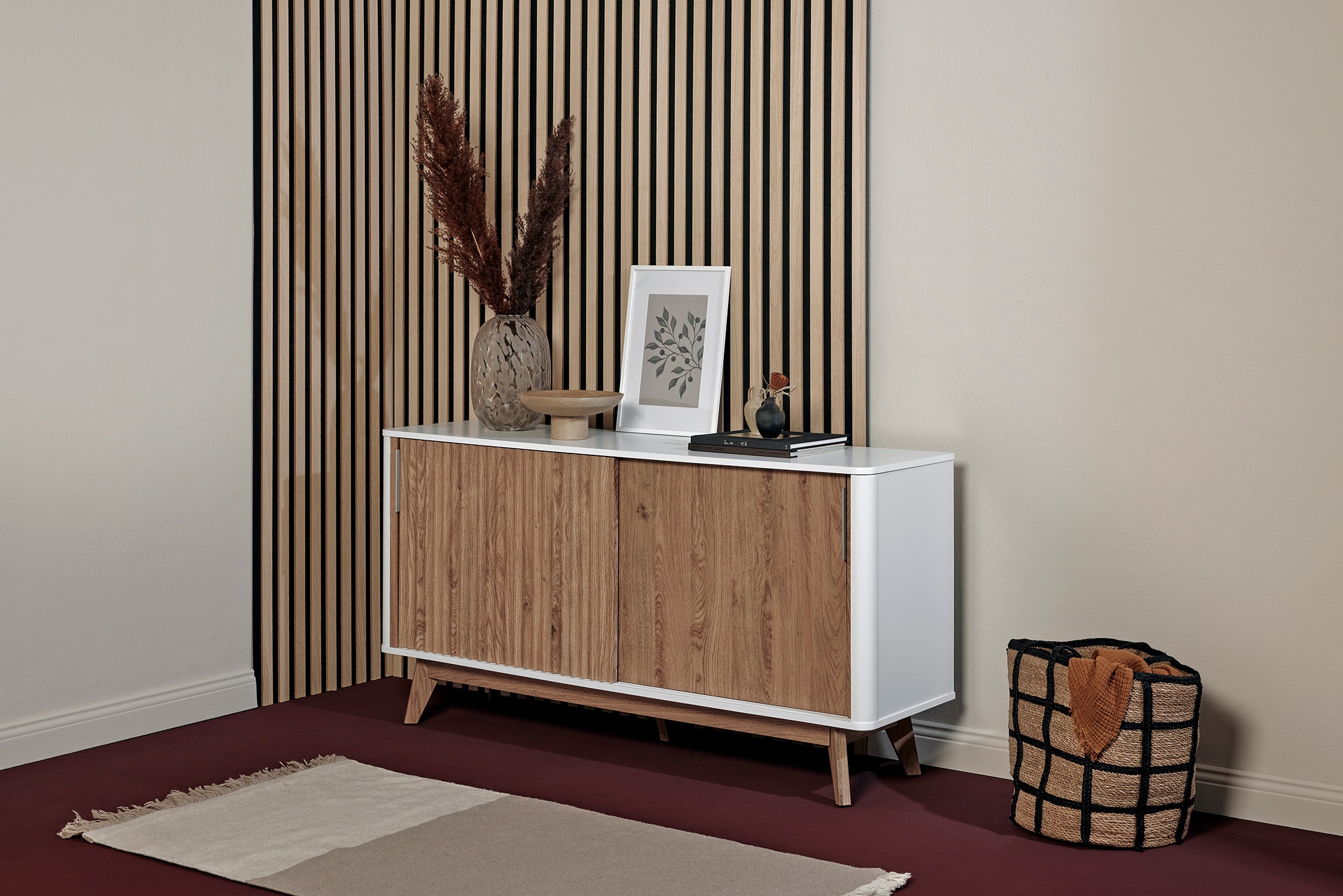 Jahnke Sideboard »WAVE SBS 145«, (1 St.), Retro-Stil, mit 2 Schiebetüren, ca. 148 cm