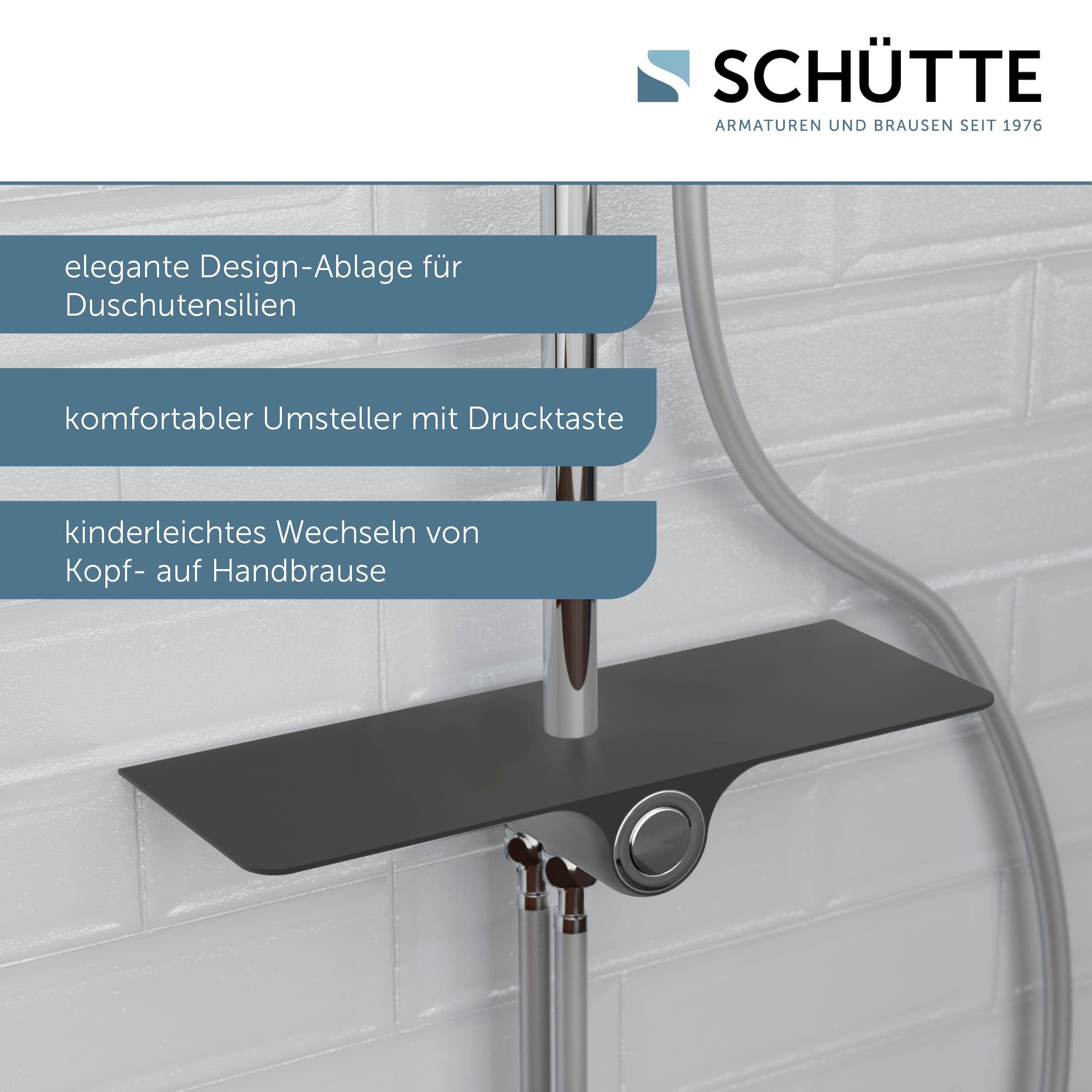 Schütte Brausegarnitur »Aquastar«, Regendusche, Edelstahl, mit Ablage, Handbrause mit 3 Funktionen