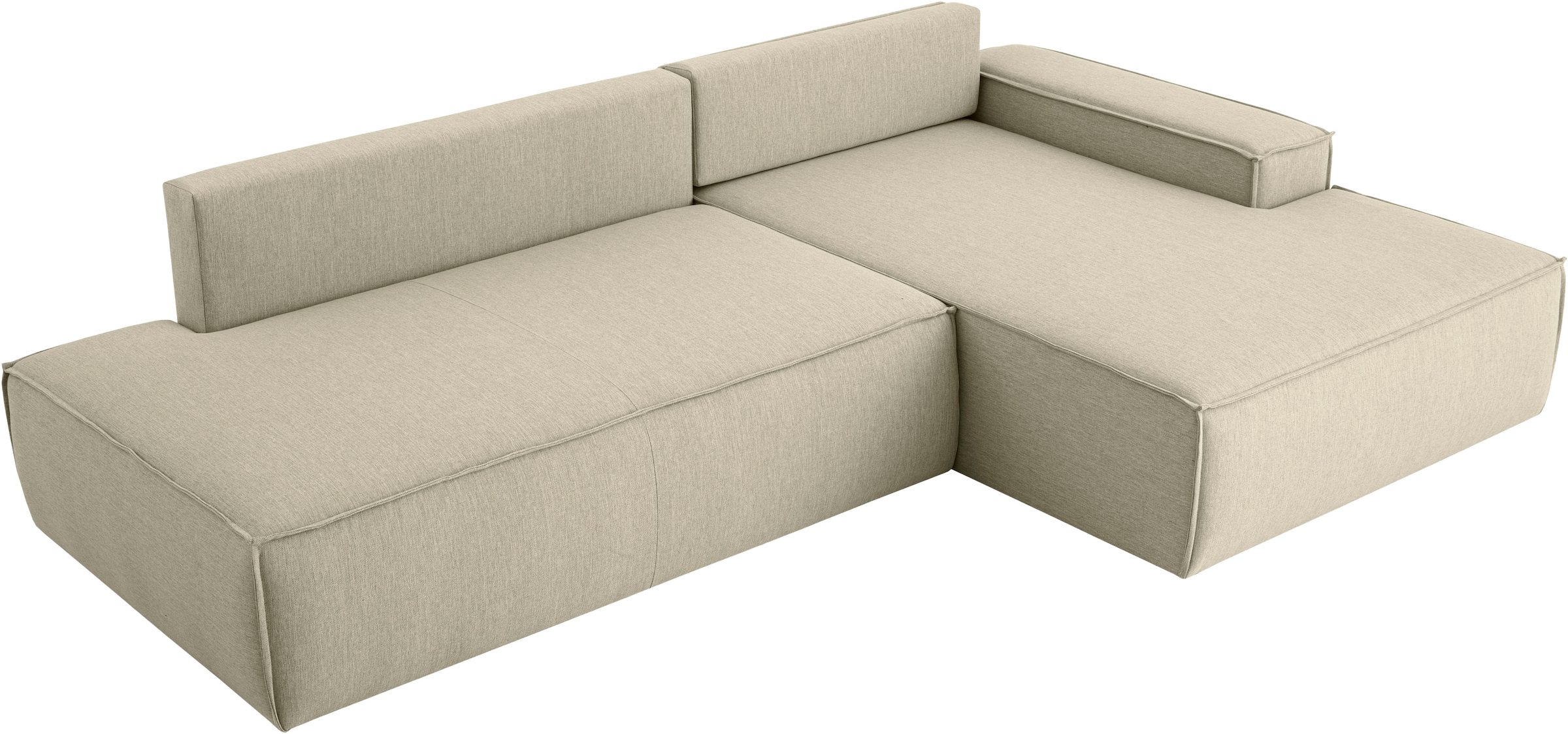 Home affaire Ecksofa »SHERWOOD, Schlafsofa in L-Form offen (275cm), Cord, Leinenoptik«, Schlaffunktion und Bettkasten, Kedernaht, hoher Sitz- & Liegekomfort