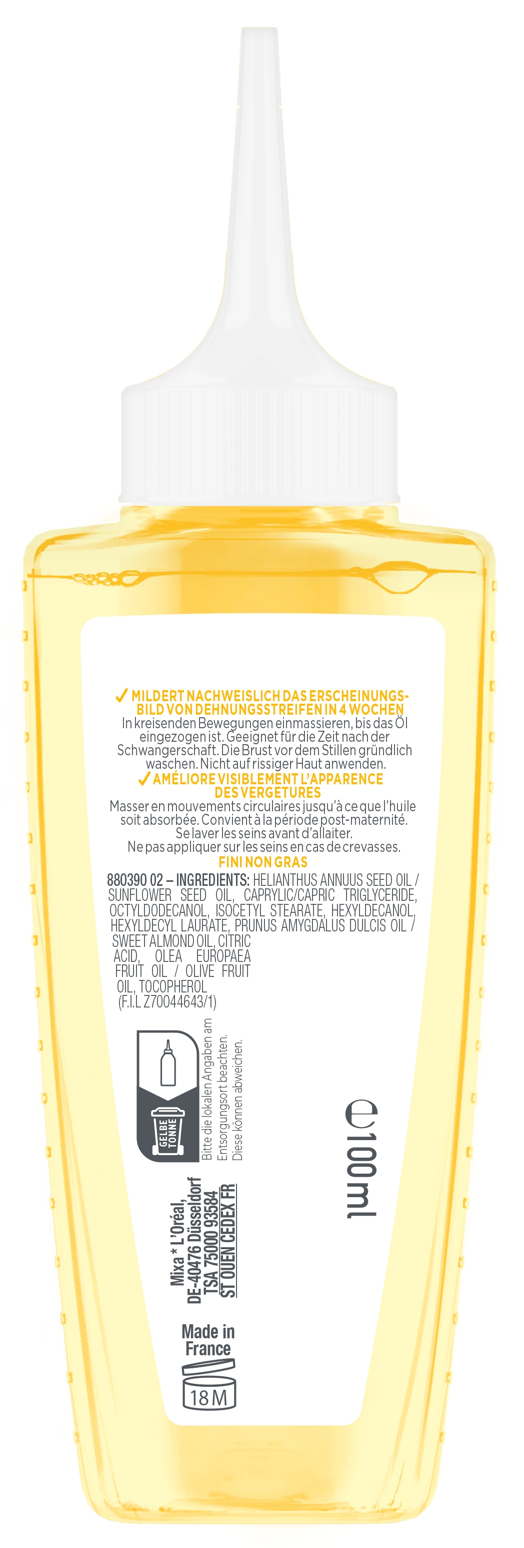 Mixa Körperlotion »Mixa Niacinamide Stretchmark Oil«, Mindert Dehnungsstreifen und deren Juckreiz, für empfindliche Haut.