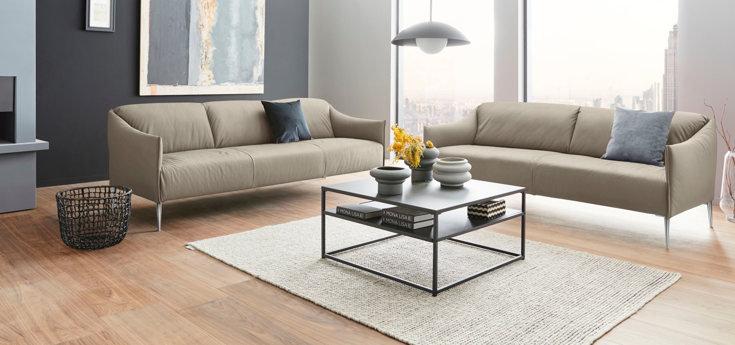 W.SCHILLIG 2,5-Sitzer »sally«, mit Metallfüßen in Chrom glänzend, Breite 194 cm