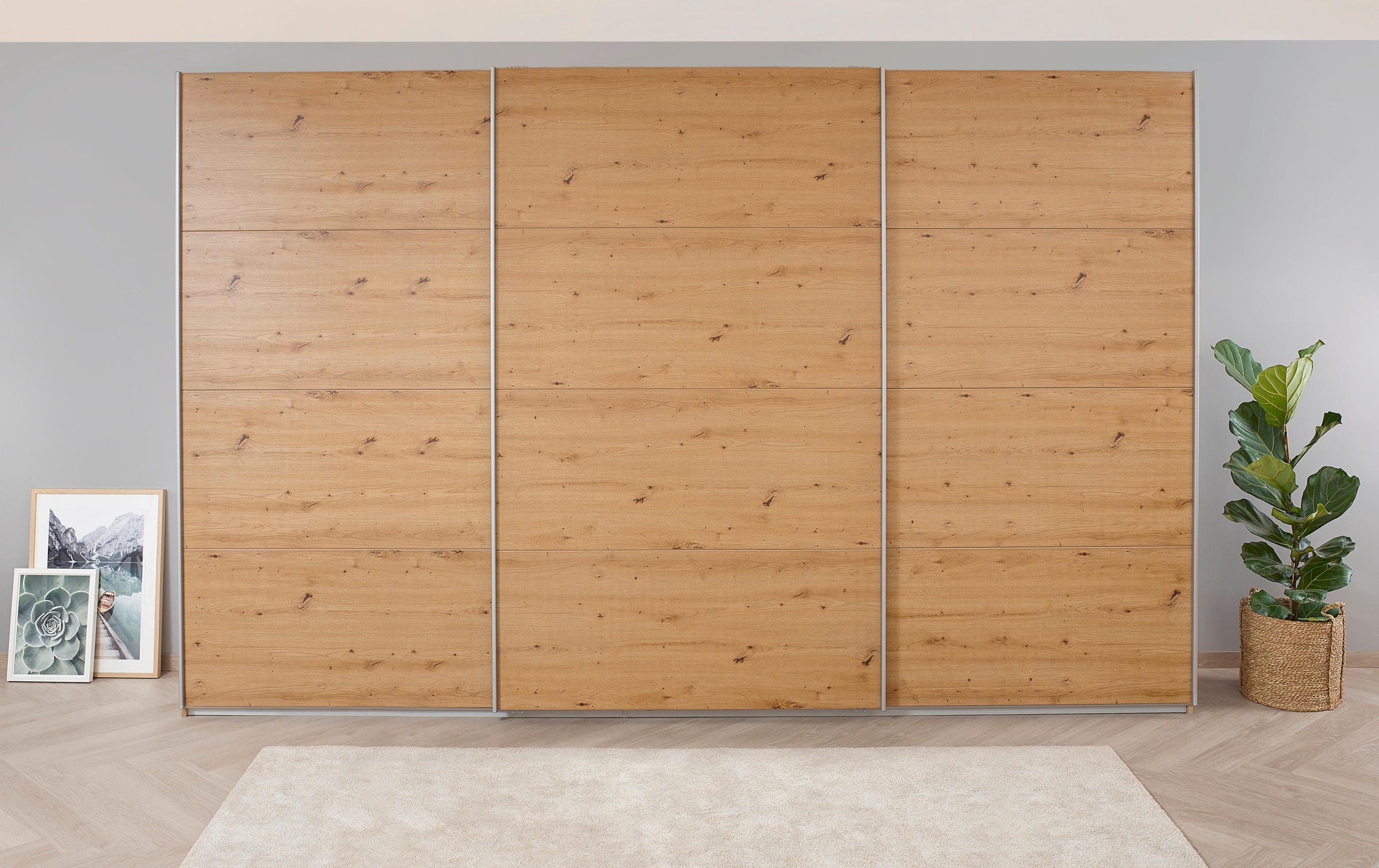 rauch Schwebetürenschrank »Kleiderschrank Schrank Garderobe KOLUNA mit Dekor-Front«, inkl. 2 Innenschubladen sowie extra Einlegeböden MADE IN GERMANY
