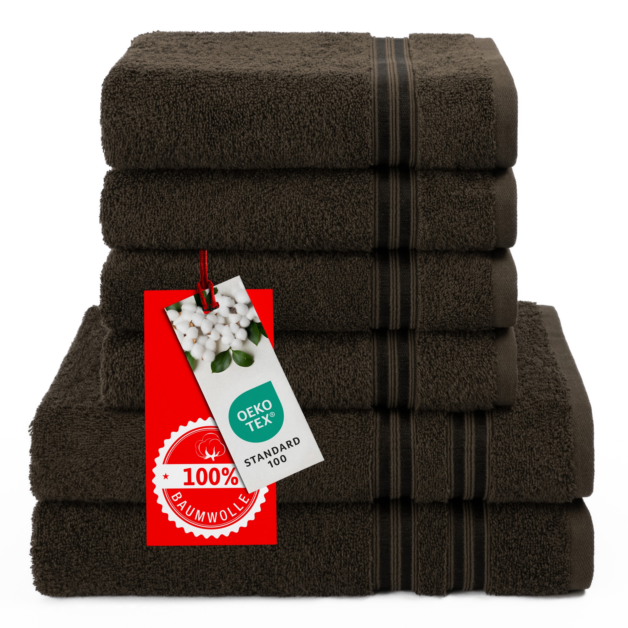 HAMMETEX Handtuch Set »6-teiliges Handtuch Set, 100% Baumwolle, Weich & Saugstark«, Set, 6 tlg., Frottier, mit Bordüre, einfarbig, weich
