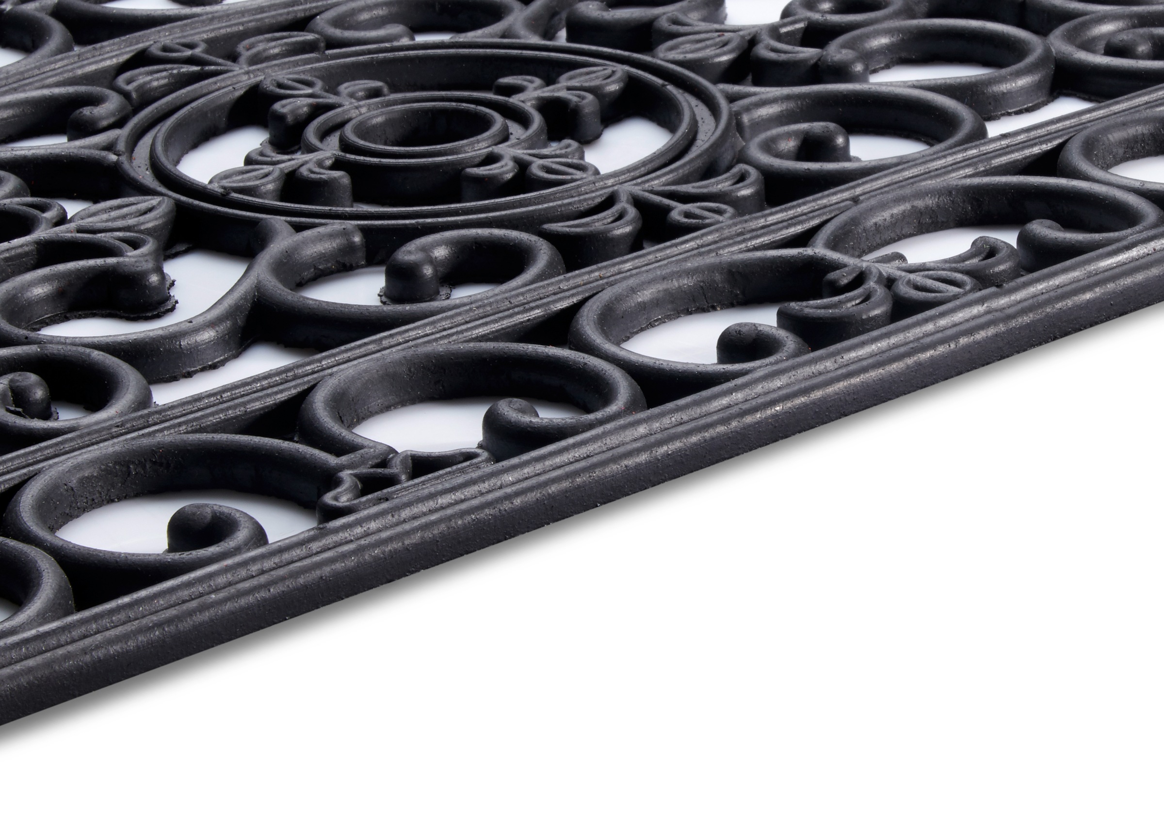 HANSE Home Fußmatte »Mix Mats Gusseisen-Optik Gummi Fleur, Türmatte«, halbrund, 8 mm Höhe, Strapazierfähig, pflegeleicht, robust, wetterfest, UV-beständig