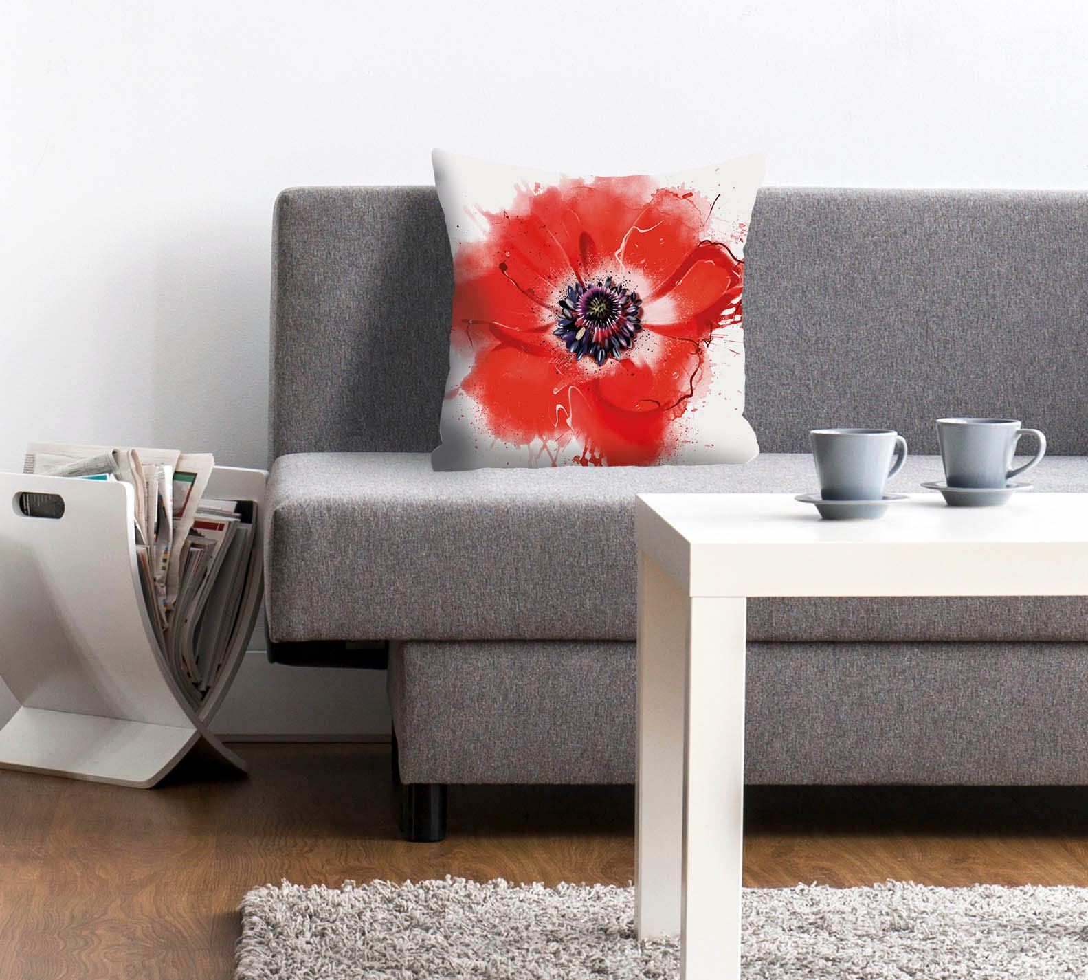queence Dekokissen »Vicky«, Kissenhülle,Weißer Hintergrund,Mohnblumen,Flora günstig online kaufen