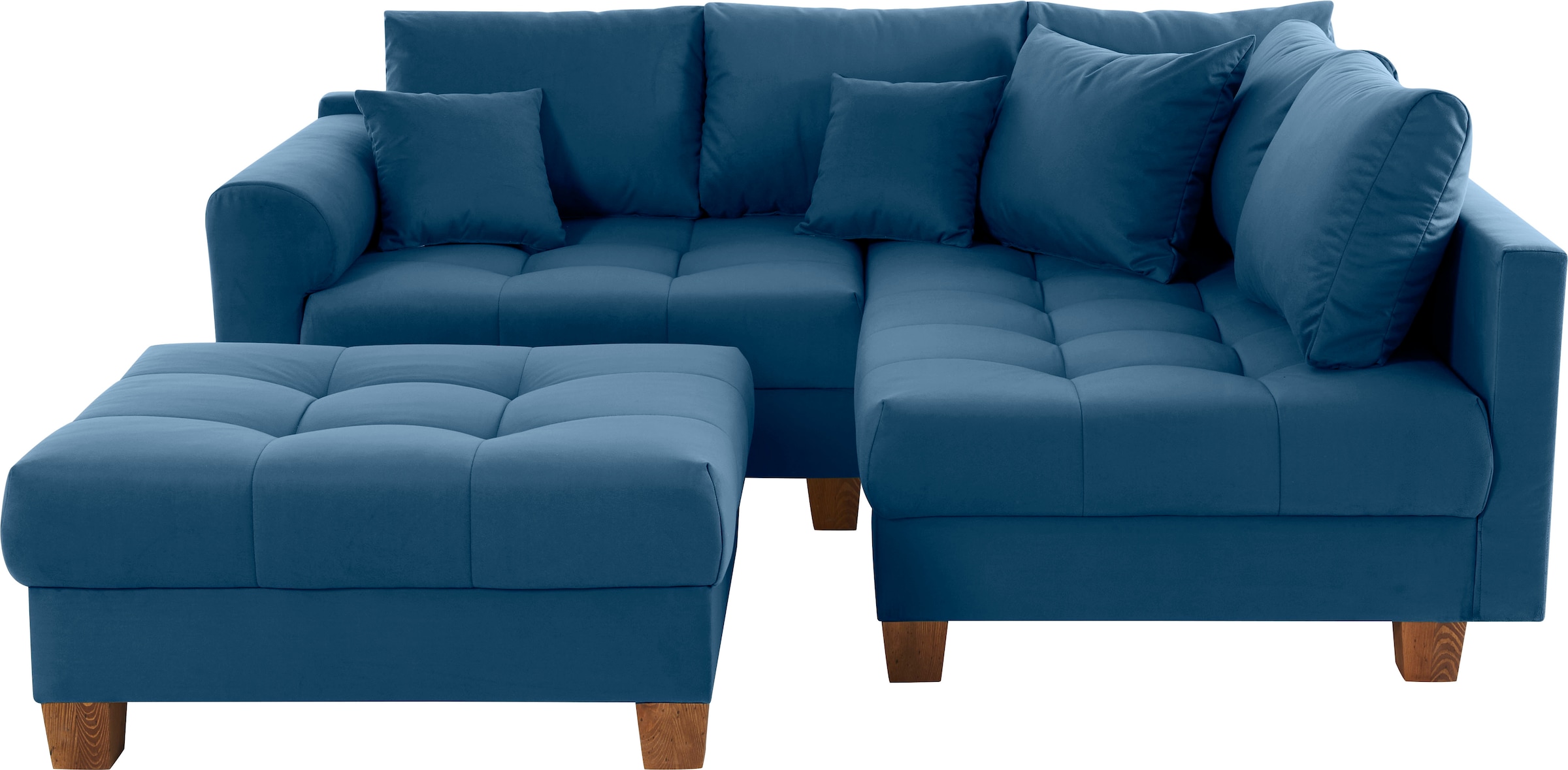 Home affaire Ecksofa »Rice L-Form inkl. Hocker«, (Set, mit Hocker), mit Bonnellfederkern, Hocker & Kissen, Ottomane beidseitig montierbar