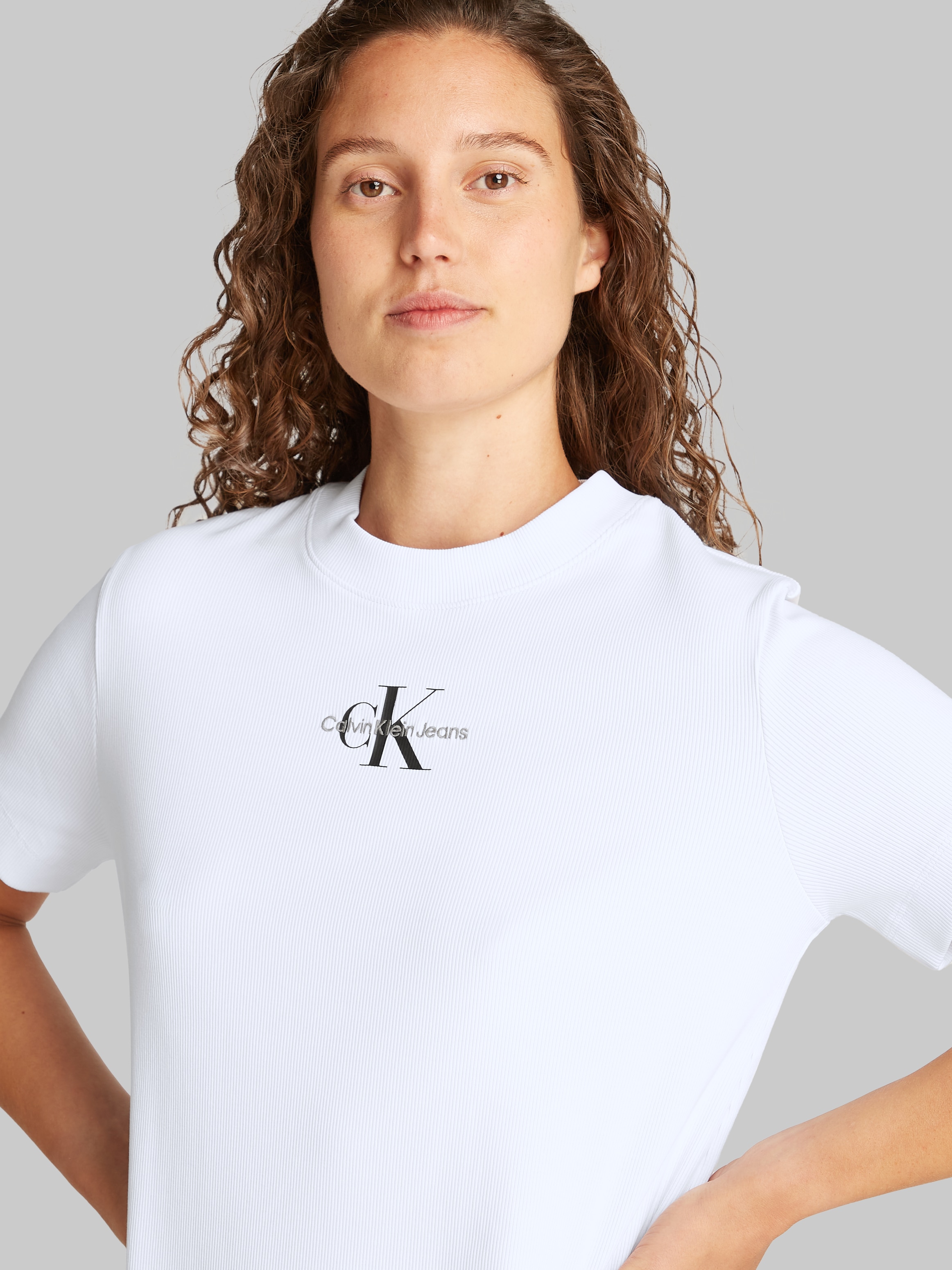 Calvin Klein Jeans Midikleid »MONOLOGO LONG RIB TEE DRESS«, mit Logo