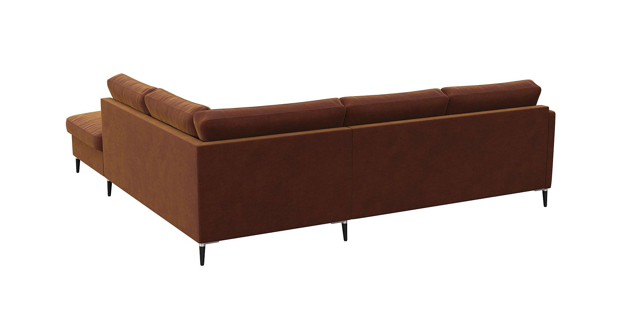 FLEXLUX Ecksofa »Fiore, L-Form«, schmale Armlehnen, Füße Alu/schwarz, B/T 234/225cm, Kaltschaum im Sitz