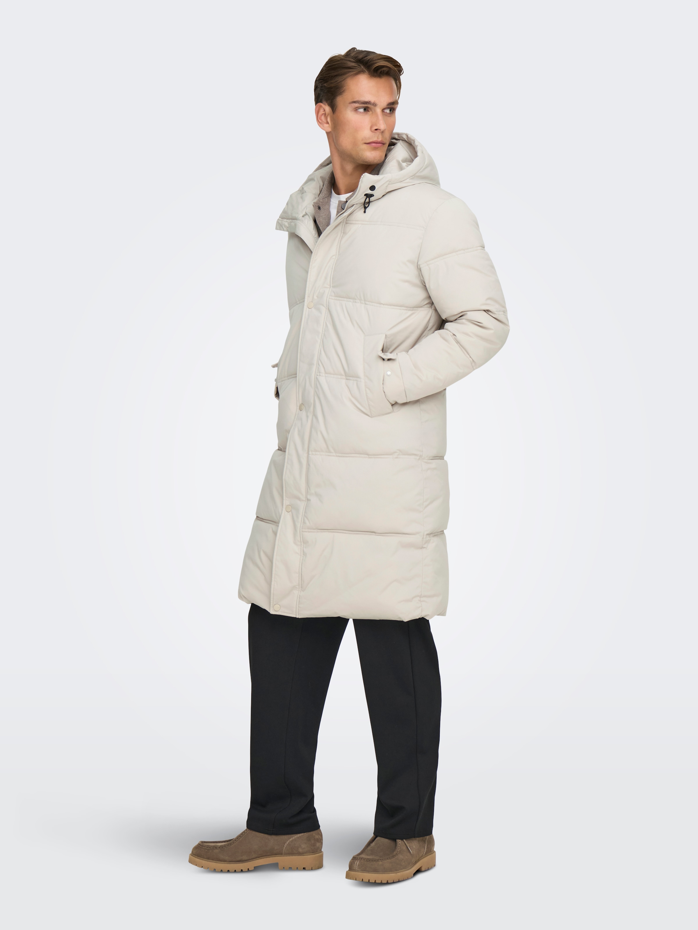 ONLY & SONS Steppjacke »ONSSEUL LONG PUFFER OTW« mit Kapuze