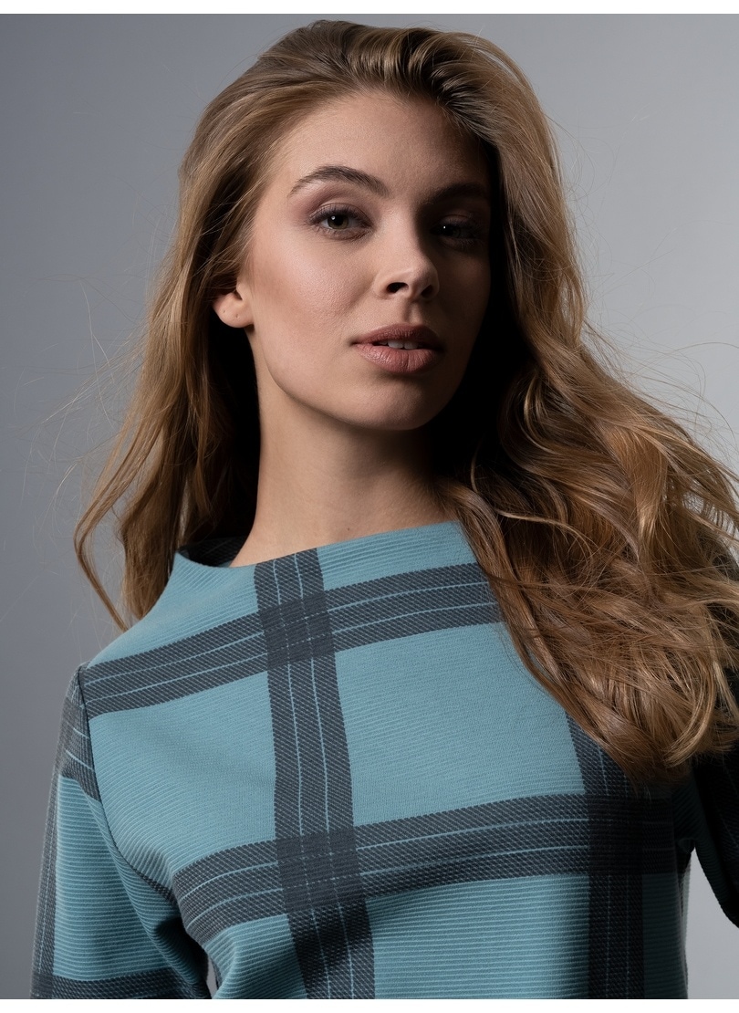 Trigema Sweatshirt »TRIGEMA Stehkragen Pullover mit Karo-Muster«