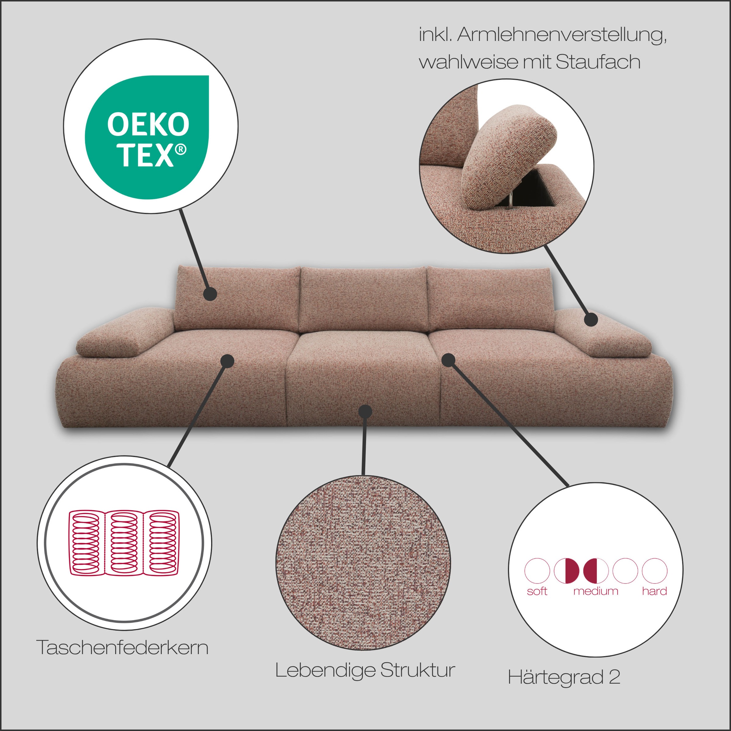 DOMO collection Big-Sofa »800 016«, (3 St.)