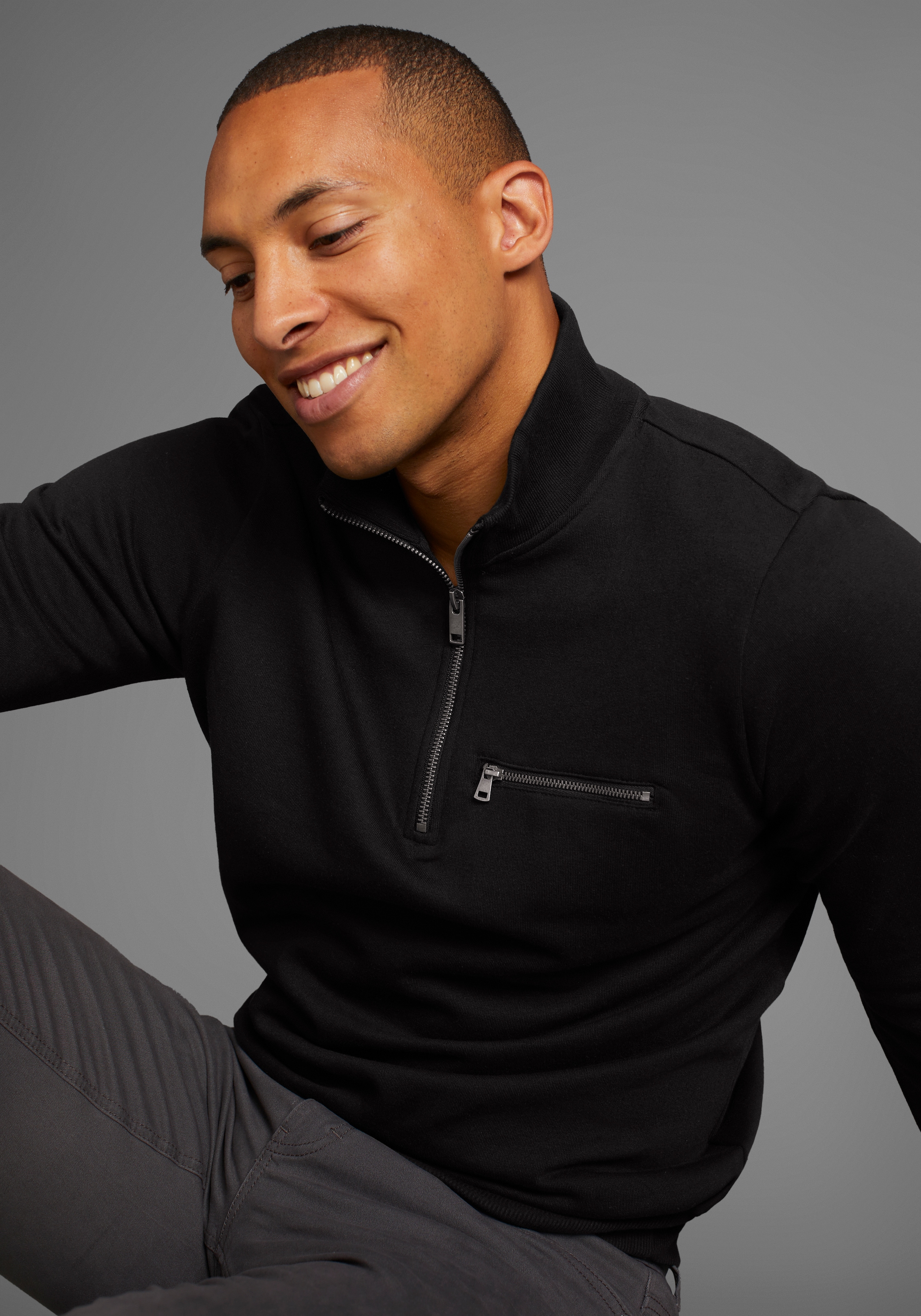 Bruno Banani Sweatshirt, mit Troyer Kragen