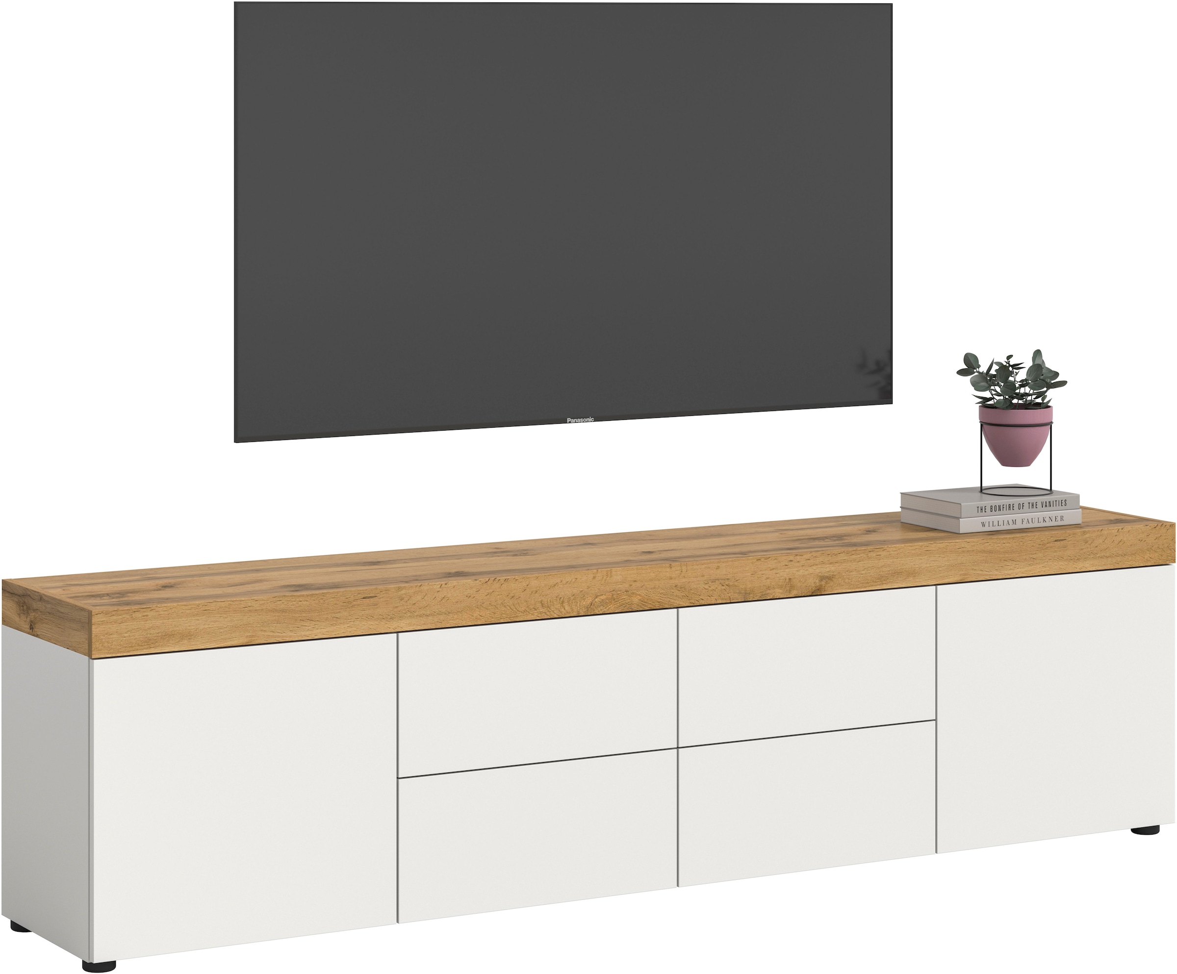 OTTO home Lowboard »MAMBO, Breite 200 cm, Höhe 54 cm« 1 Stk. tlg. Lowboard, TV Unterschrank, Tv-Schrank, Wohnzimmer