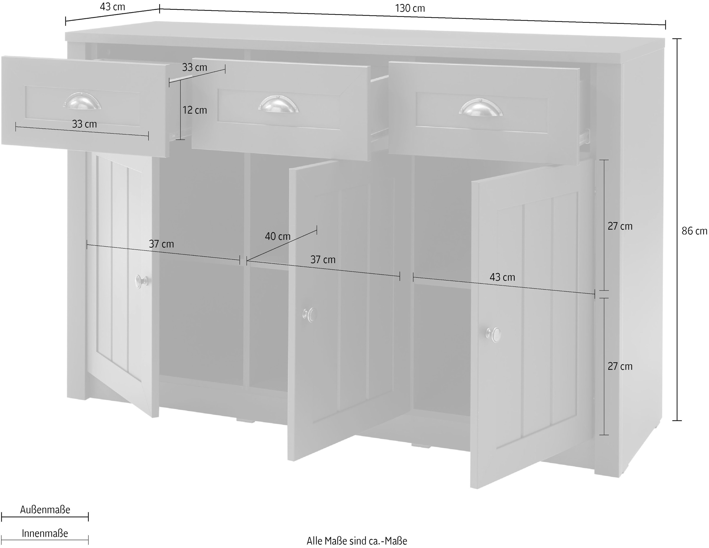 Home affaire Sideboard »Ascot«, Breite cm kaufen 130 Rechnung auf