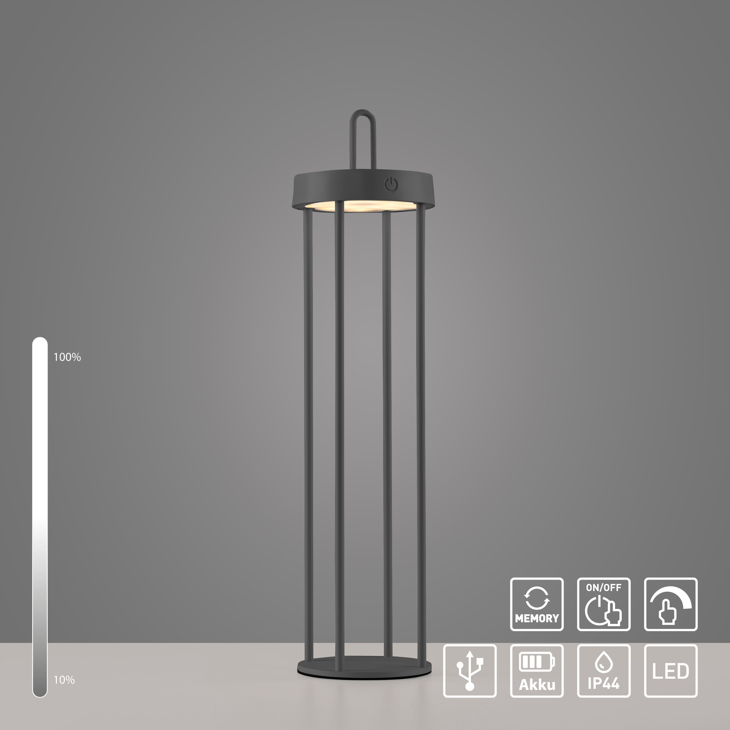 JUST LIGHT Stehlampe »ANSELM«, 1 flammig, Leuchtmittel LED-Modul | LED fest integriert, Akkuleuchte