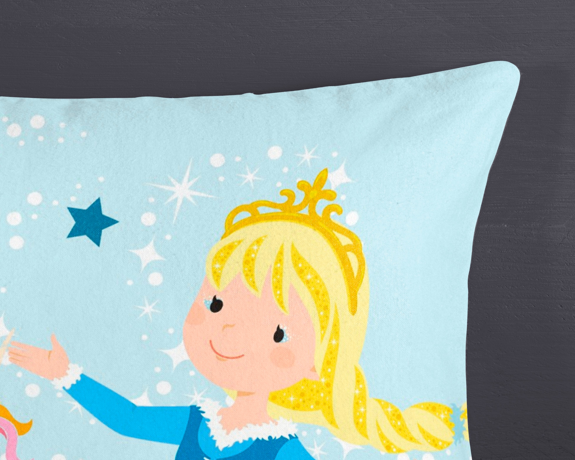 good morning Kinderbettwäsche »Iceprincess«, Biber, 135x200, Warm, Weich, Wende, Reißverschluss, Mädchen, Einhorn