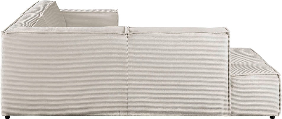 3C Candy Ecksofa »Matteo in elegant, kubischer Formensprache, bequem, L-Form«, mit auffälliger Kedernaht, Cord-Bezug, Lounge-Charakter