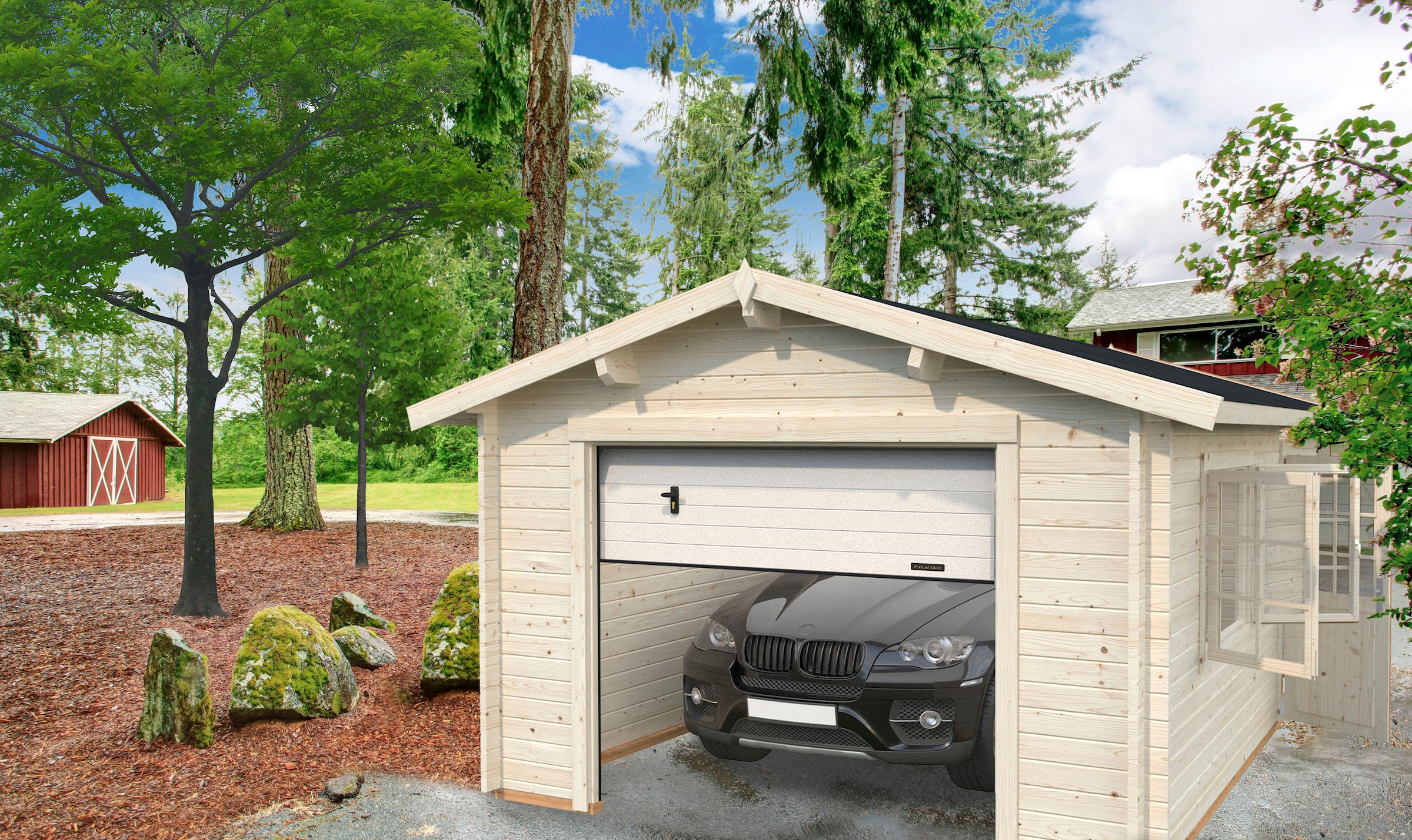 Palmako Garage »Roger«, BxTxH: 426x598x276 cm, mit Sektionaltor, grau