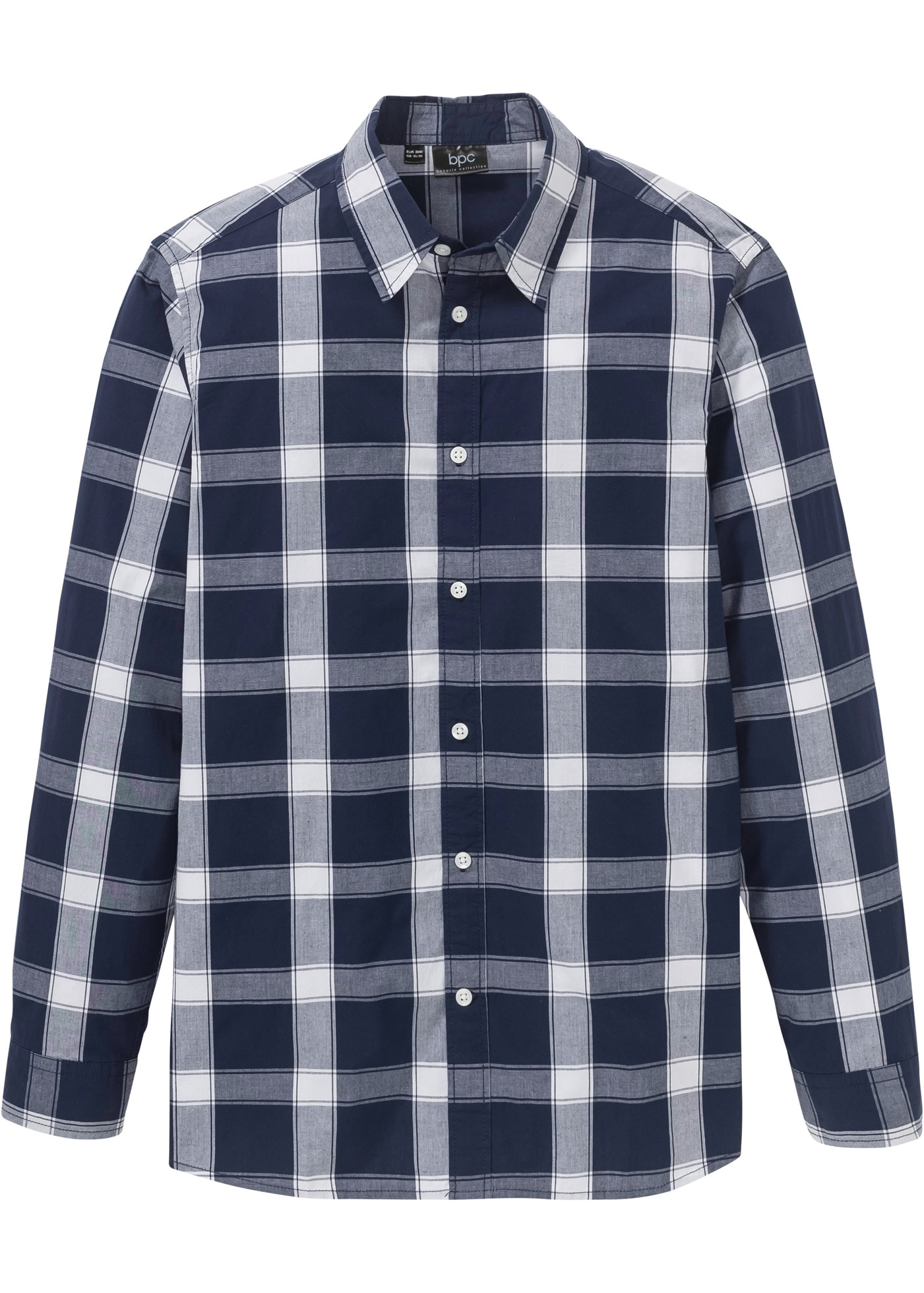 bonprix Langarmhemd »Langarmhemd aus reiner Baumwolle« mit Allover Karomuster