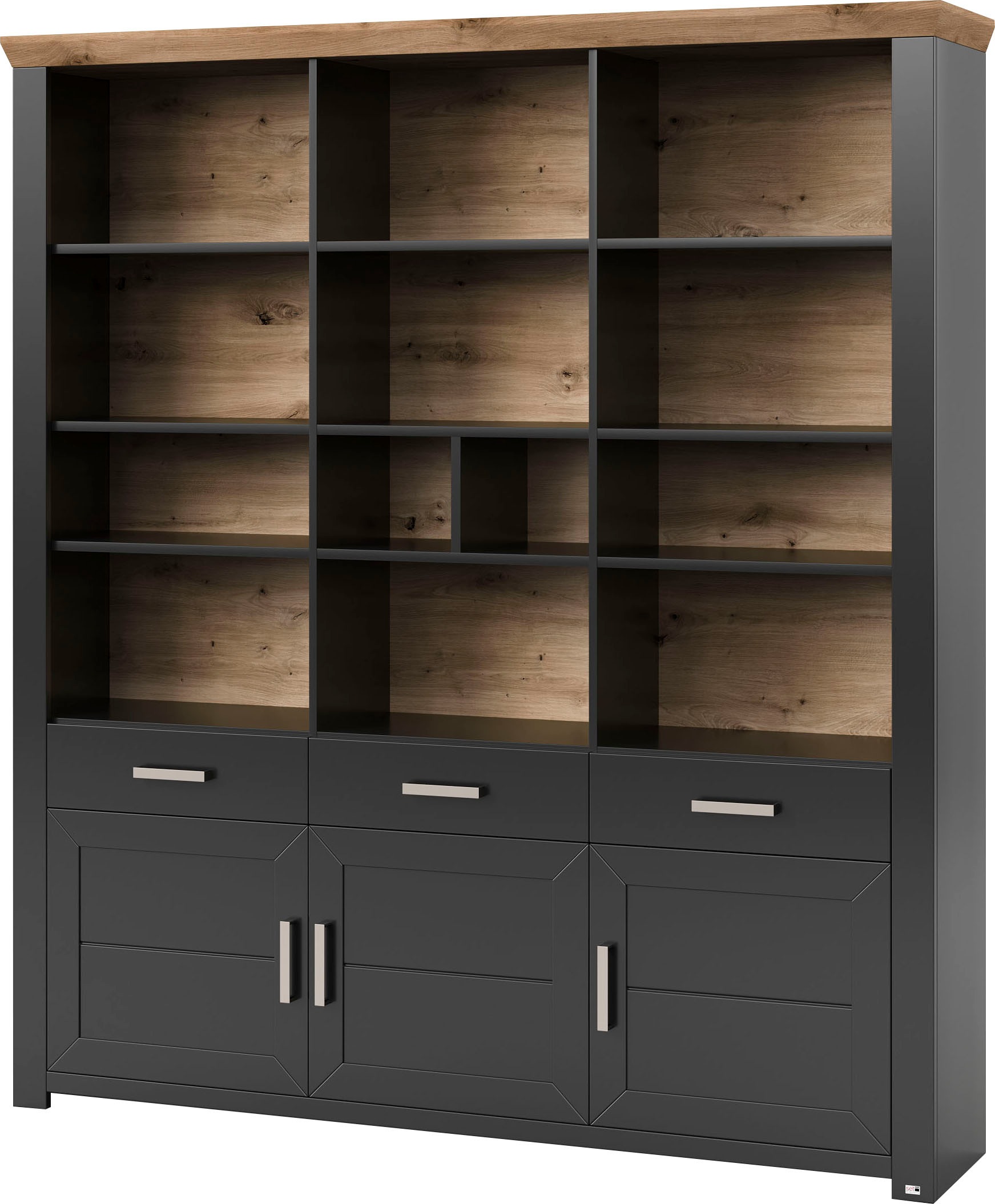 set one by Musterring Aktenregal »York«, offenes Design, wahlweise mit Beleuchtung, 3 Farben, Breite 184 cm