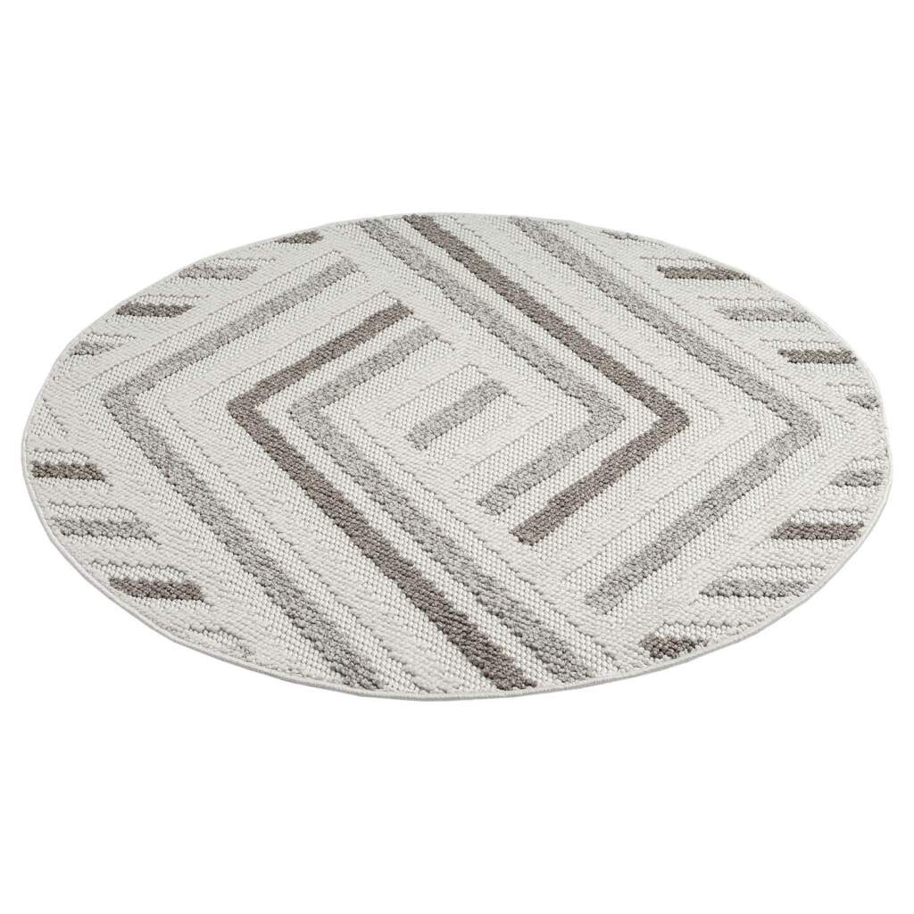 Carpet City Teppich »LINDO 7590«, rund, 11 mm Höhe, Kurzflor, Hochtief-Muster/ 3D-Effekt, Boho-Stil, Wohnzimmer