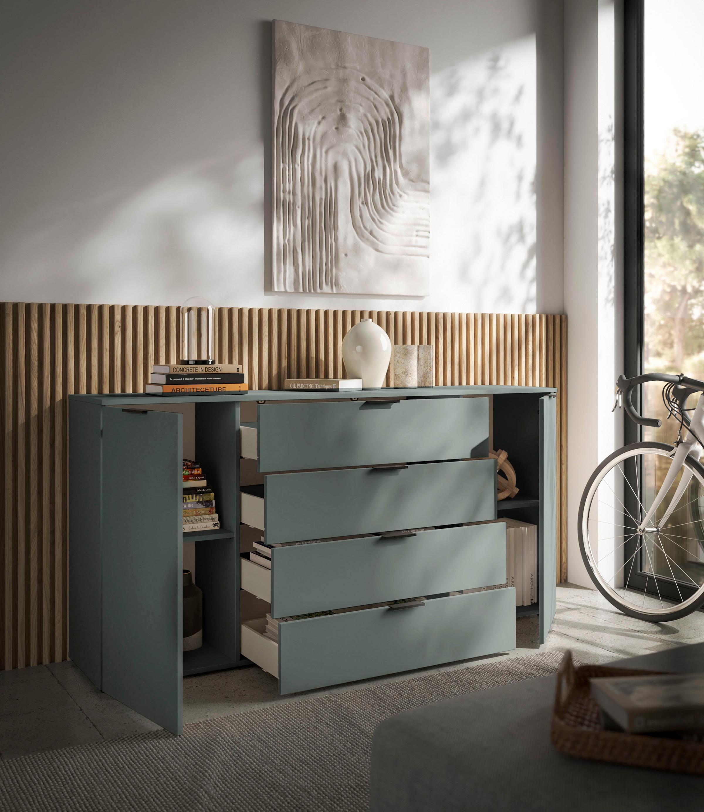 HBZ Sideboard »Linz Kommode, BxHxT 180x90x40cm«, (1 St.), Breite 180cm,Lip-Griff, Melaminbeschichtung