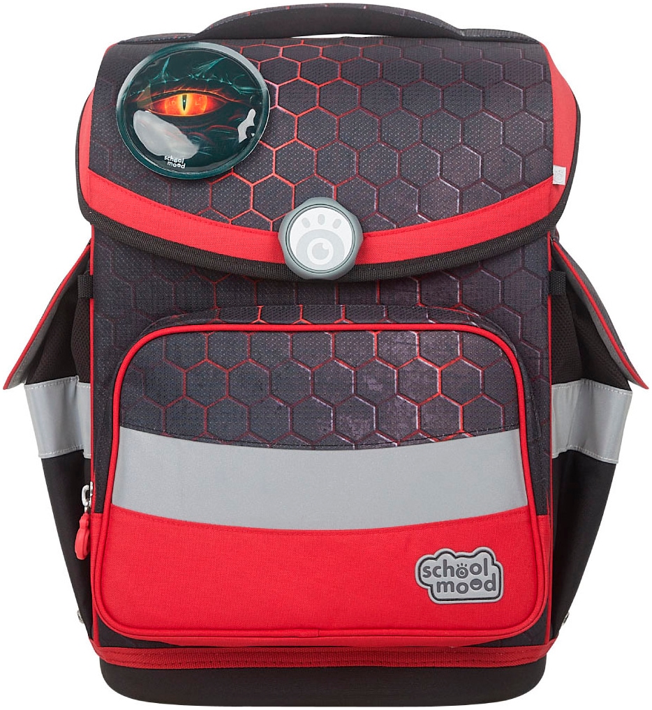 SCHOOL-MOOD® Schulranzen »Timeless, Mika (Drache)«, retroreflektierende Flächen, mit LED-Patchy; aus recyceltem Material