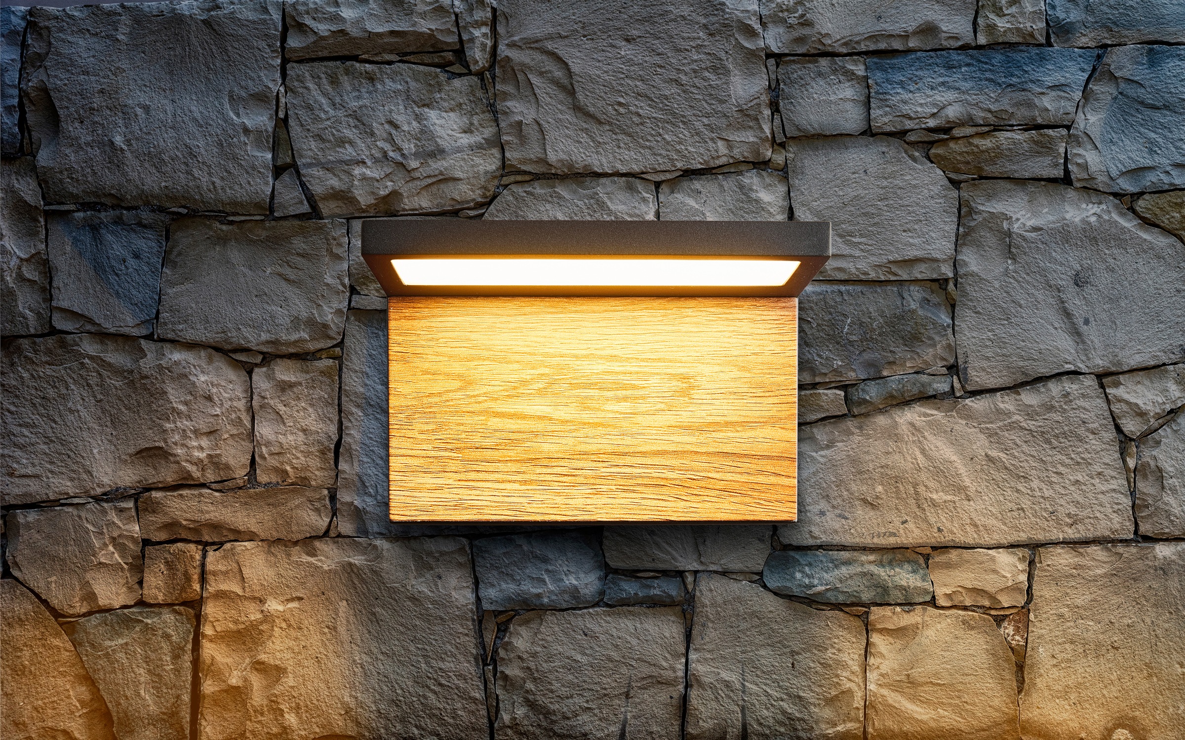 HEITRONIC LED Wandleuchte »Manao«, 1 flammig, Leuchtmittel LED-Modul | LED fest integriert, Holzdekor, Außenlampe, Wandlampe, Außenleuchte