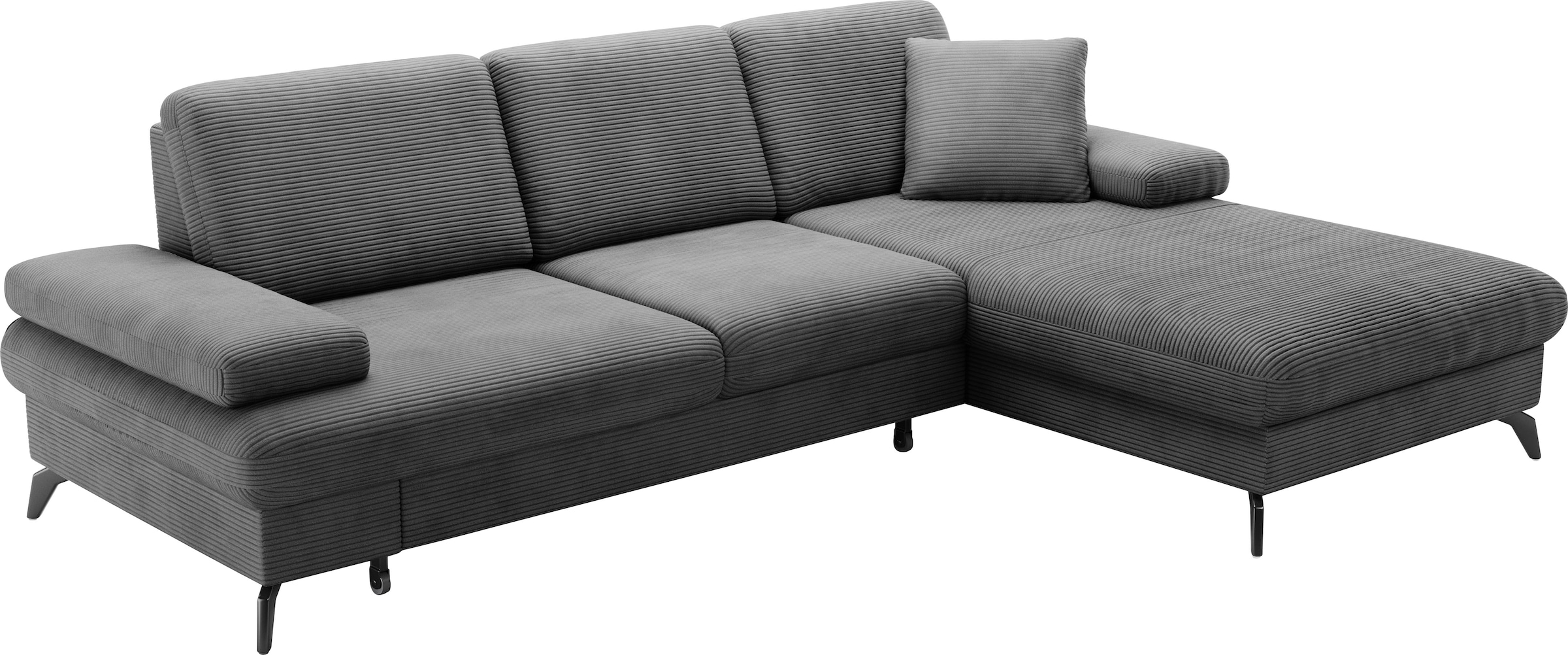 sit&more Ecksofa »Morris Jubi L-Form, inklusive XXL-Liegefläche, bzw. Schlaffunktion«, Bettfunktion, Armteilverstellung und 1 Zierkissen