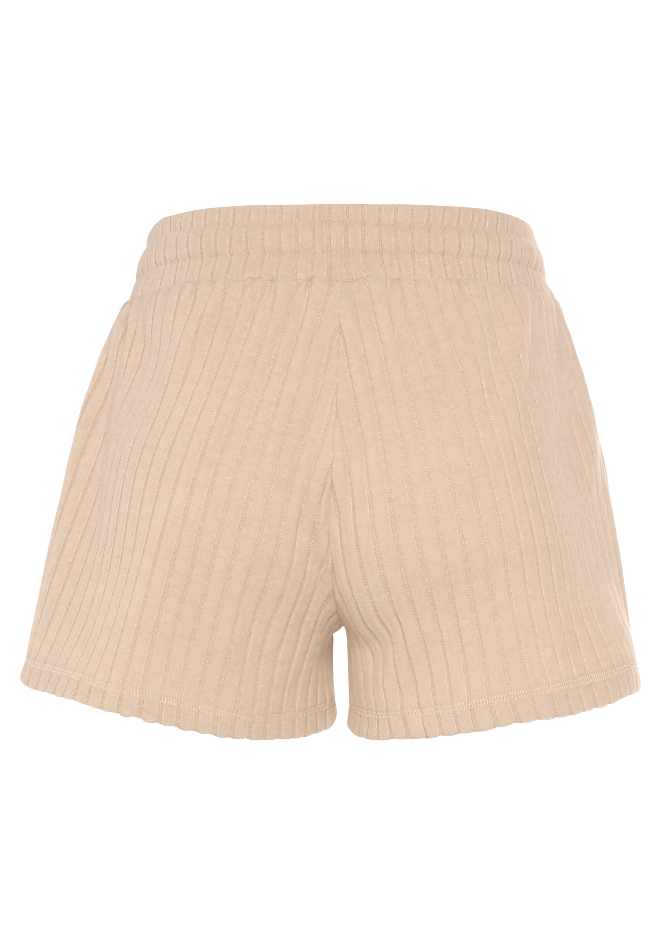 LASCANA Shorts »-Loungeshorts meliert«, in weicher Ripp-Qualität mit Bindeband