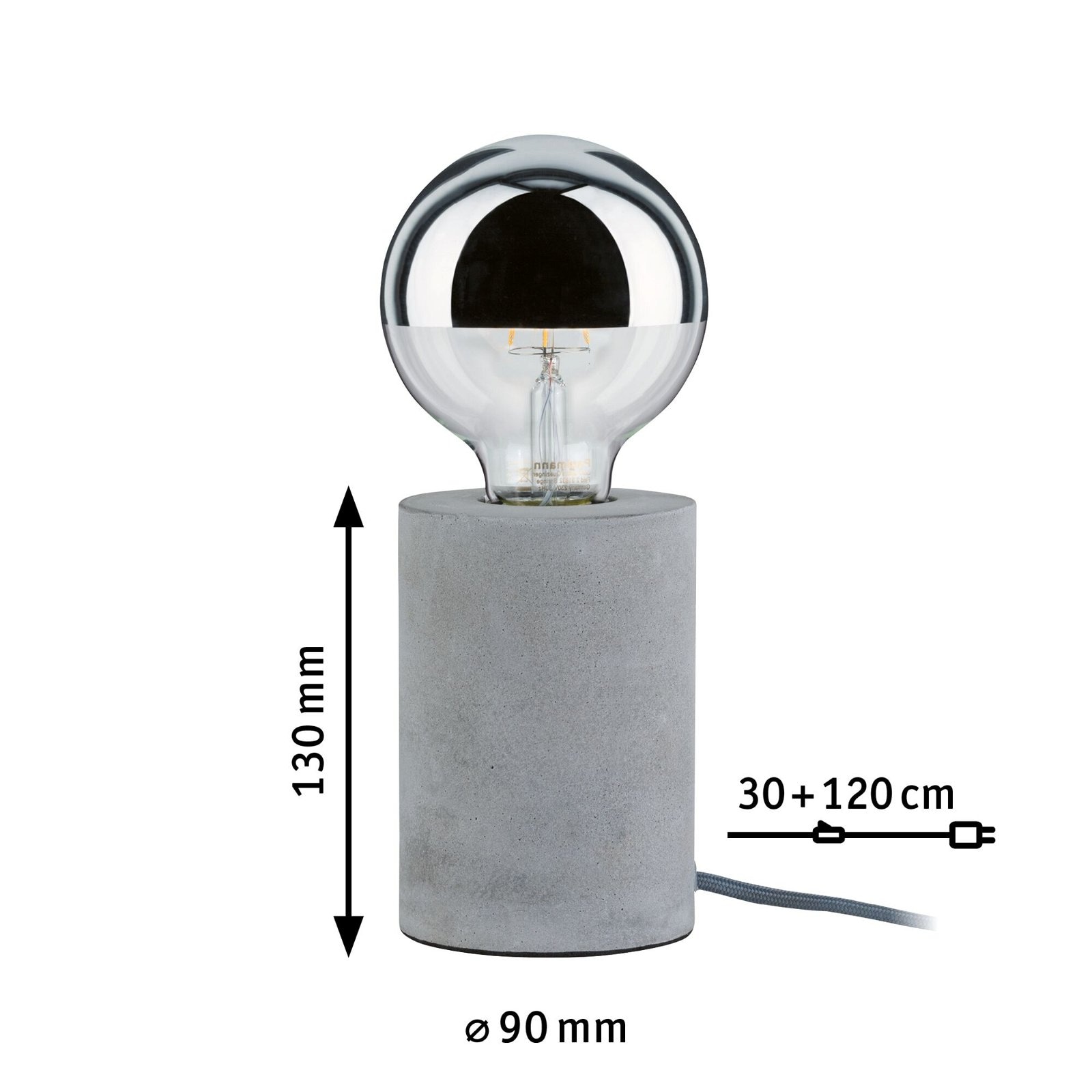 Paulmann Tischleuchte »Neordic Mik rund max.1x20W E27 Grau 230V Beton«, 1 flammig, Leuchtmittel E27 | ohne Leuchtmittel