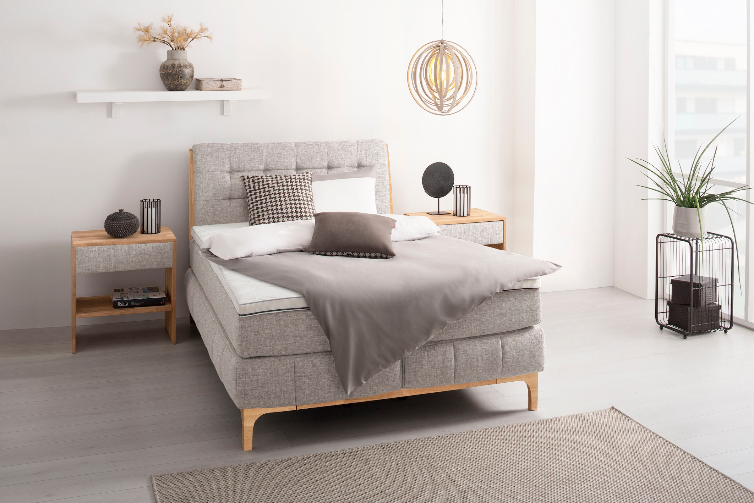 OTTO products Boxspringbett »Jelle«, (5 St.), zertifizierte, recycelte Bezugsstoffe, verschiedene Ausführungen