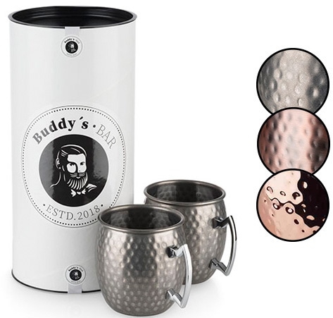Buddy's Becher »Buddy´s Bar«, (2 tlg.), Moscow Mule Becher, 500 ml, hochwert. Edelstahl, Hammerschlag-Effekt