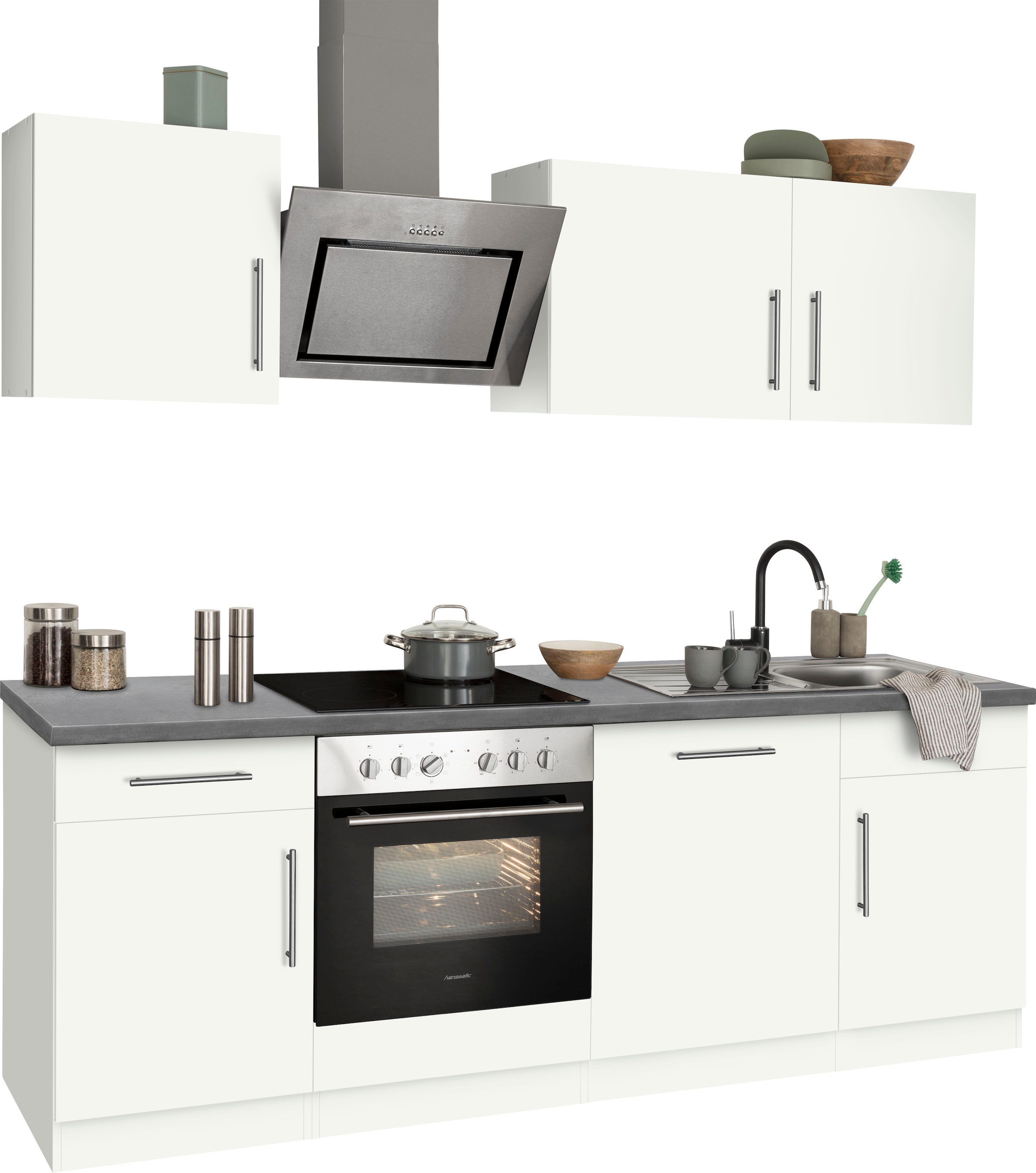 Küchenzeile »Cali«, Breite 220 auf -Geräten Hanseatic cm wiho Raten E E-Geräten, mit Küchen mit kaufen