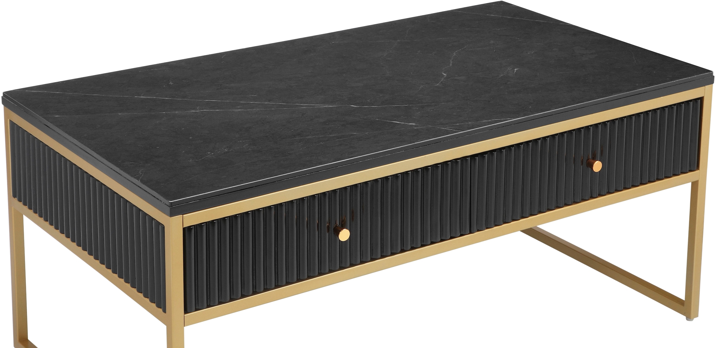 Leonique Couchtisch »Fleuriss« Keramikplatte, goldenen Beinen, FSC-zertifiziertem Holz, Breite 110 cm