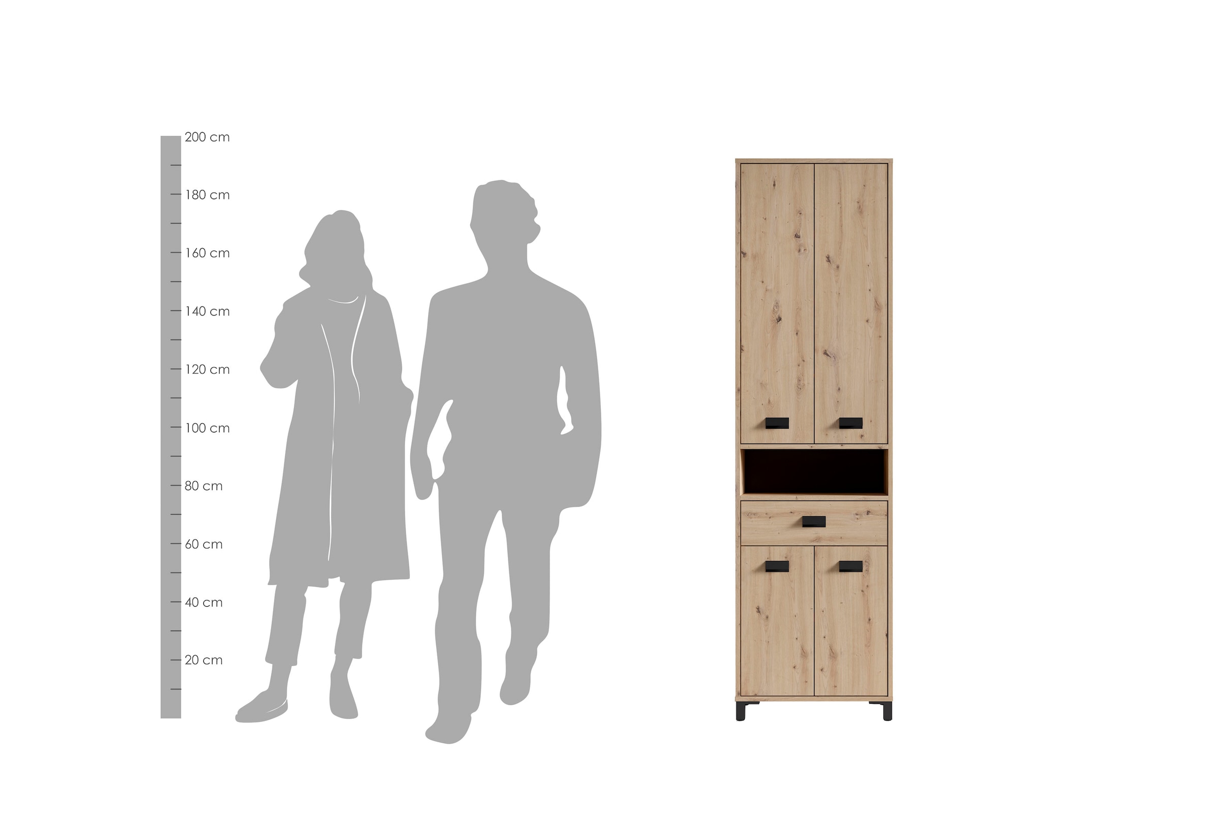 byLIVING Hochschrank »Wellness«, Badezimmer Hochschrank mit 4 Türen und Schubkasten für viel Stauraum