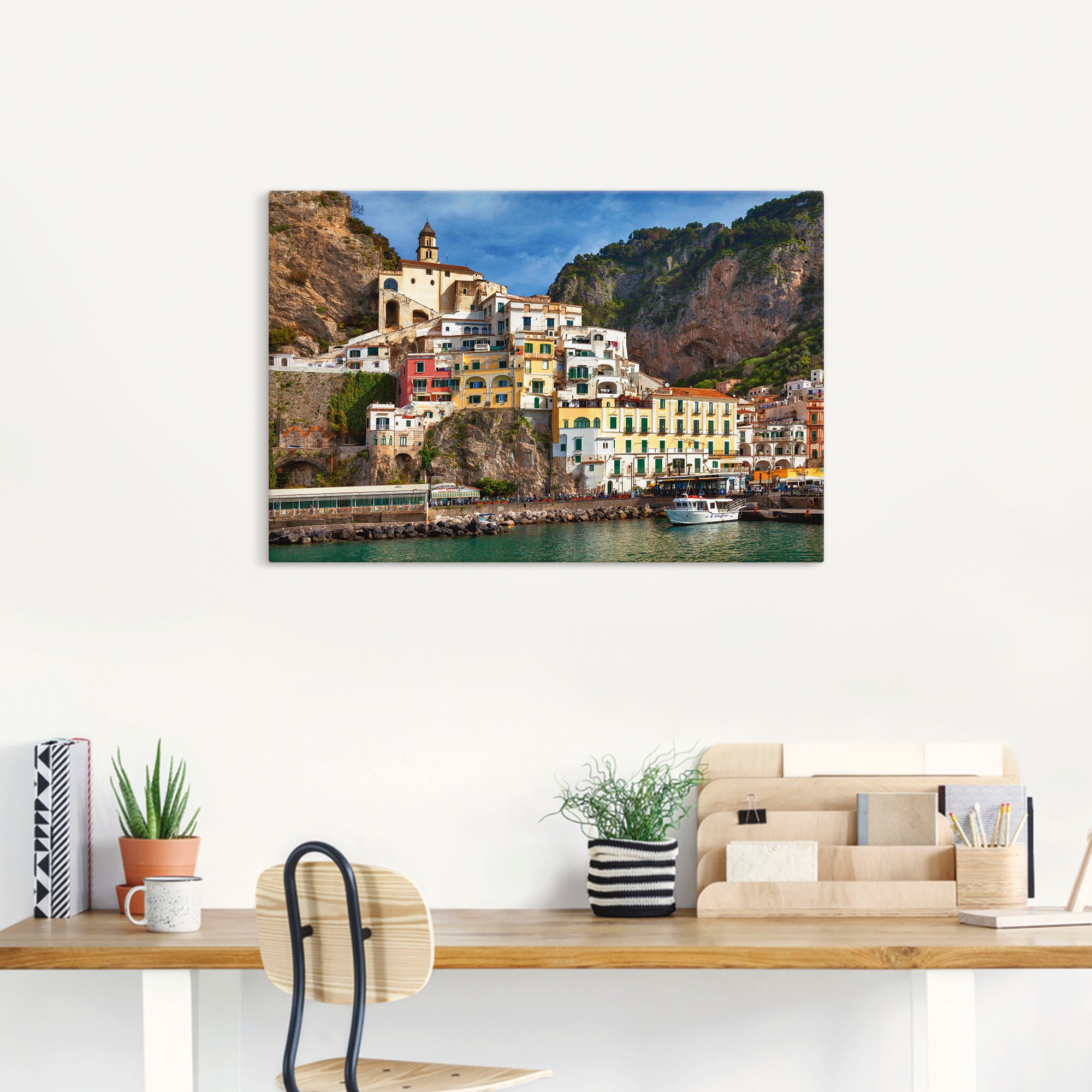 Artland Wandbild »Hafen von Amalfi an der Amalfiküste«, Italien, (1 St.), als Alubild, Outdoorbild, Leinwandbild, Poster in verschied. Größen