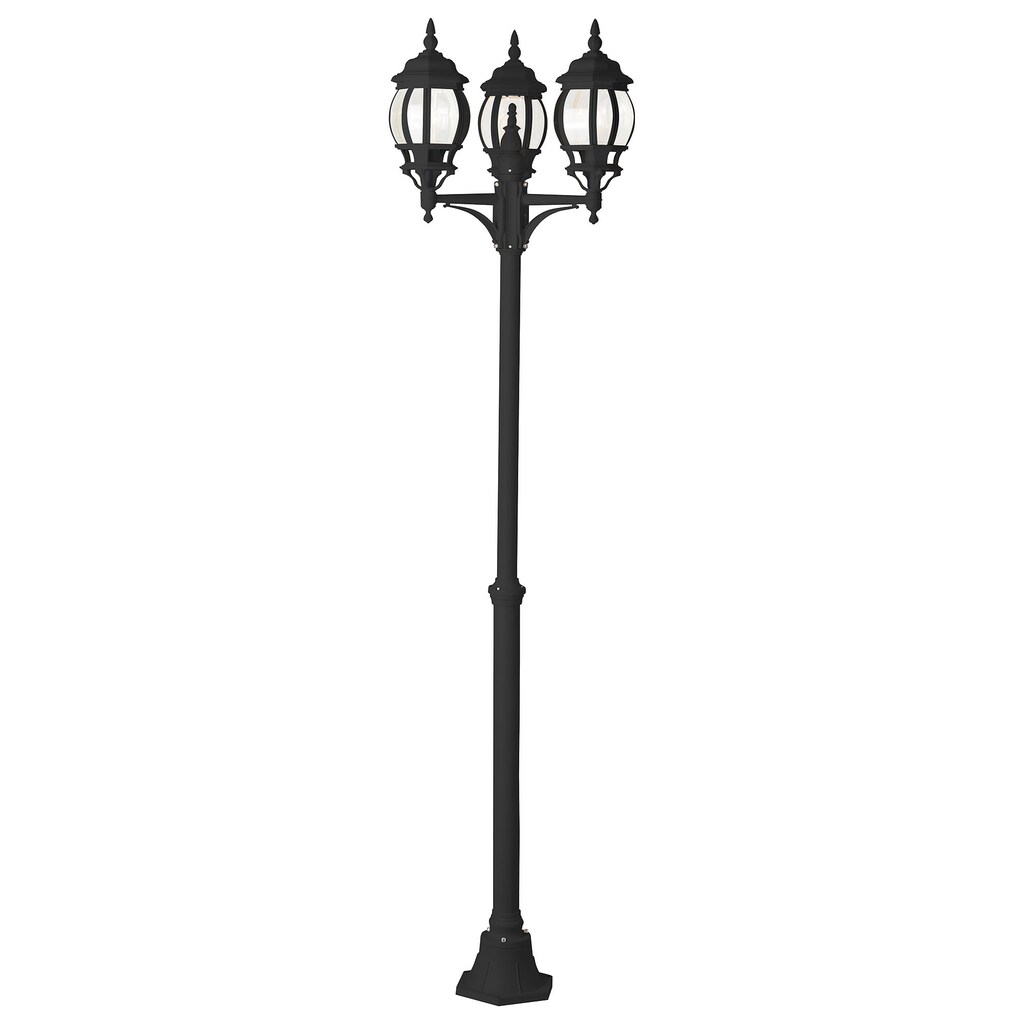 Brilliant Leuchten Außen-Stehlampe »Istria«, 3 flammig-flammig, 235 cm Höhe, Ø 52 cm, 3 x E27, IP23, Alu-Druckguss/Glas, schwarz
