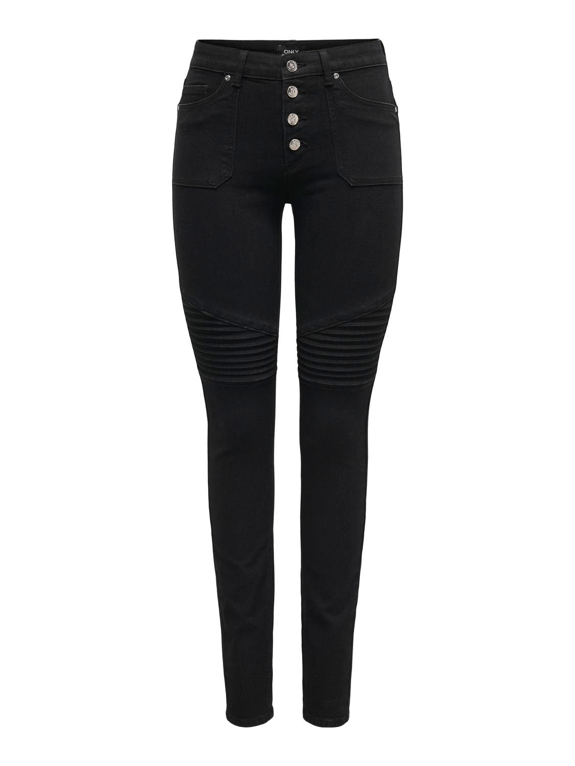 ONLY Skinny-fit-Jeans »ONLHUSH MID WAIST SK POC BIKER PIM DNM«, mit Biker Details