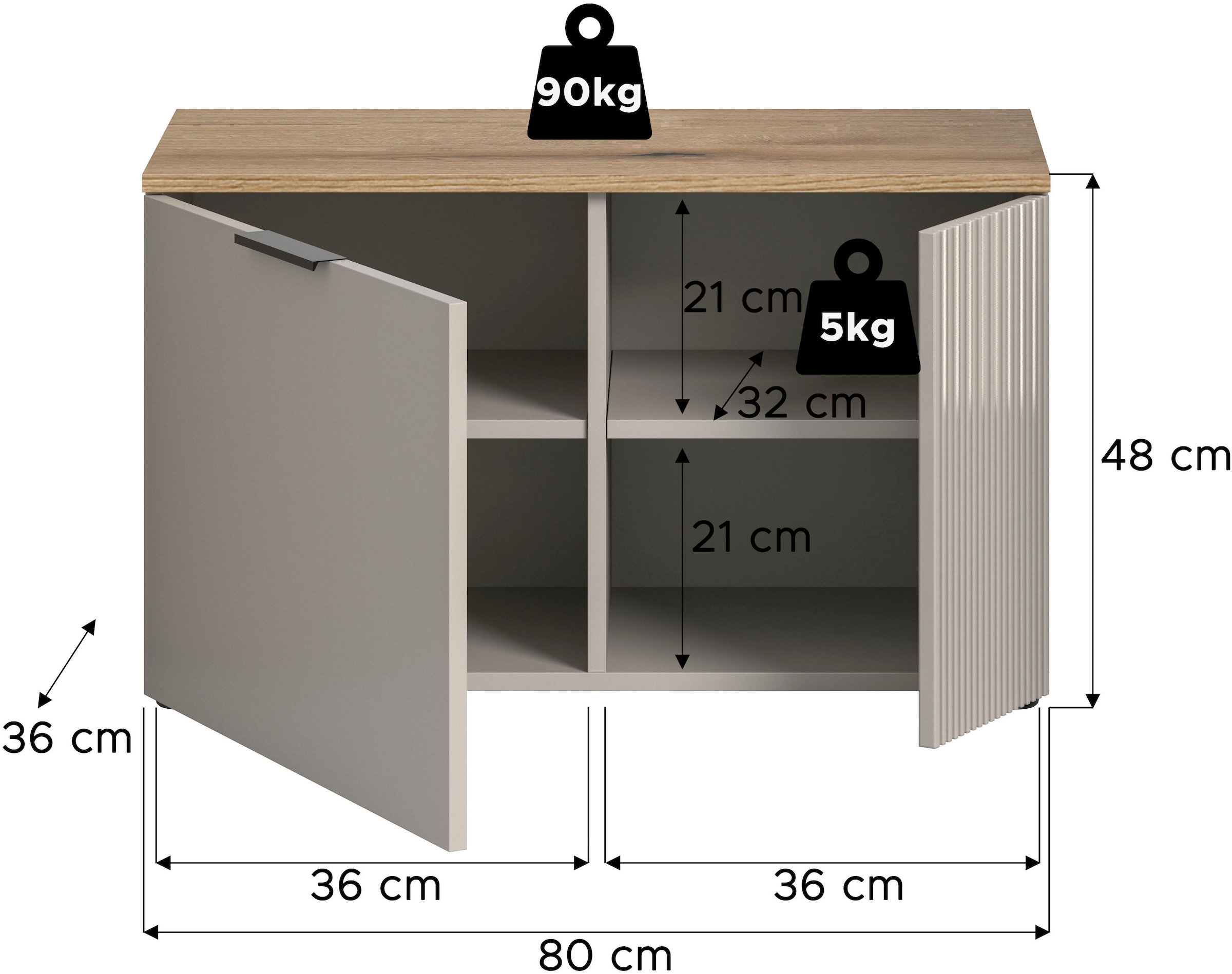 INOSIGN Sitzbank »EDIL, Breite 80cm, 2 Türen, 4 Fächer« moderne Farbkombination, Platz für ca. 6 Paar Schuhe, 1 Stk. tlg. Garderobenbank, Bank, Flurbank, Schuhbank, Dielenbank