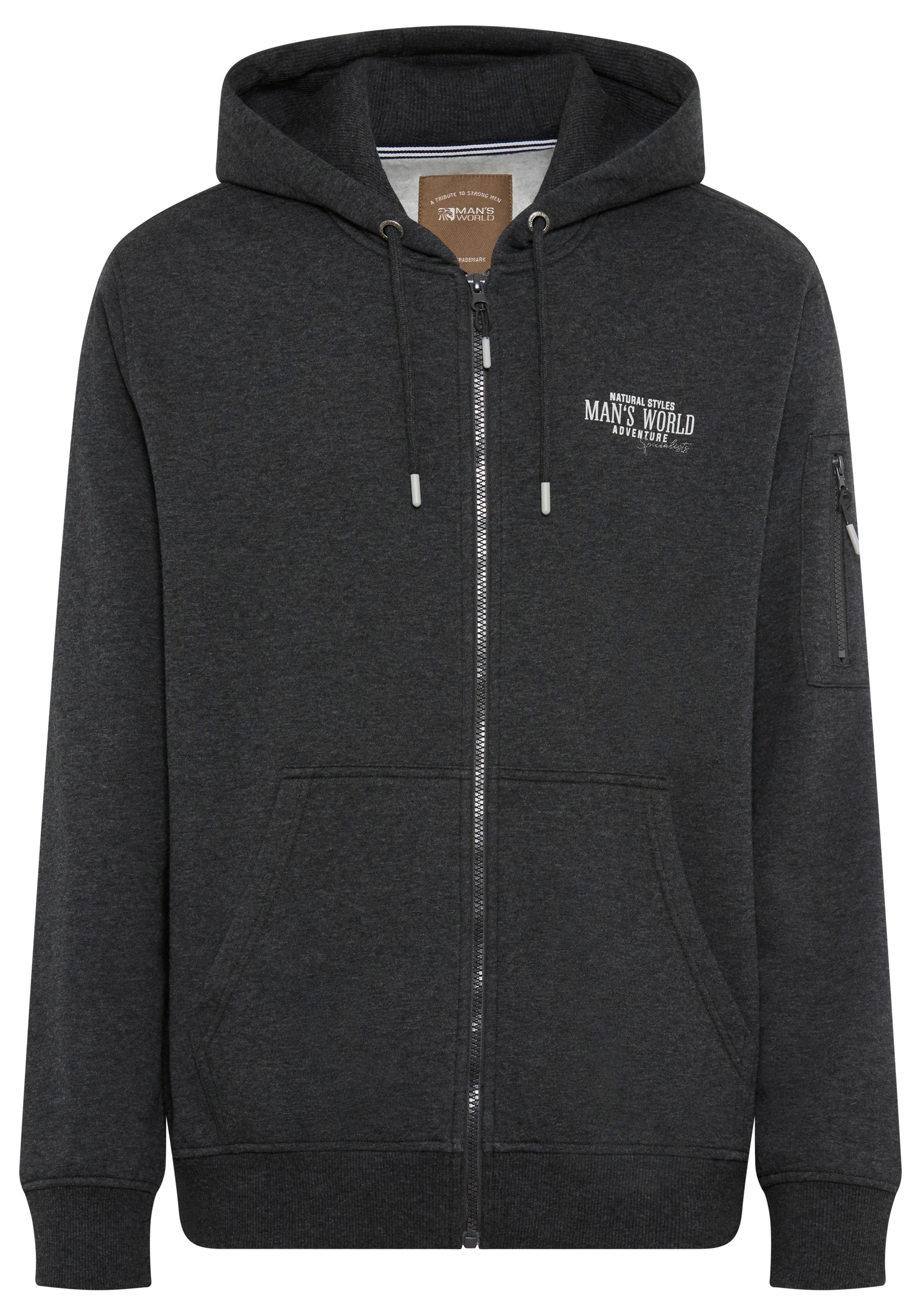 Man's World Kapuzensweatjacke, Langarm, mit Print, mit Kapuze, Tasche am Ärmel